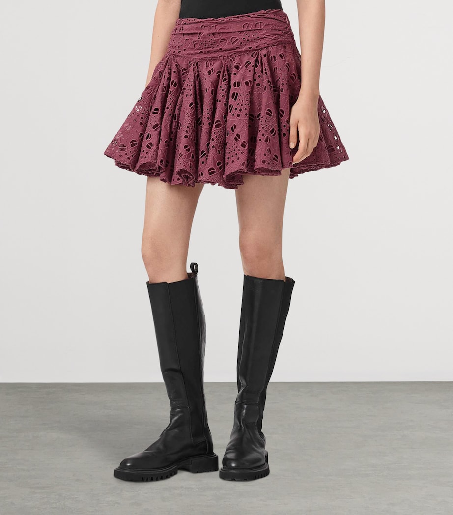 AllSaints Womens Dotty Mini Skirt Raspberry Pink Image 3