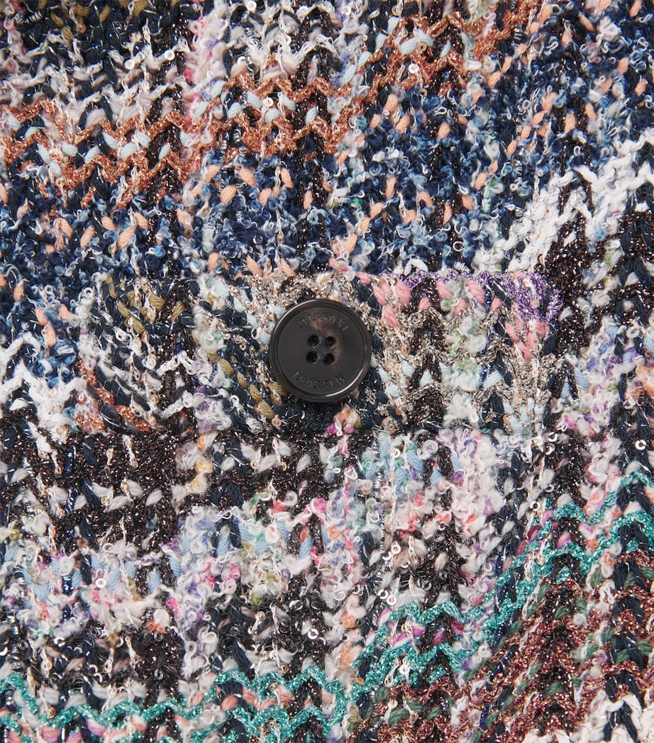 Missoni Womens Zigzag Bouclé Sequinned Jacket Smsosmltclr Bl,wt,pk Image 6