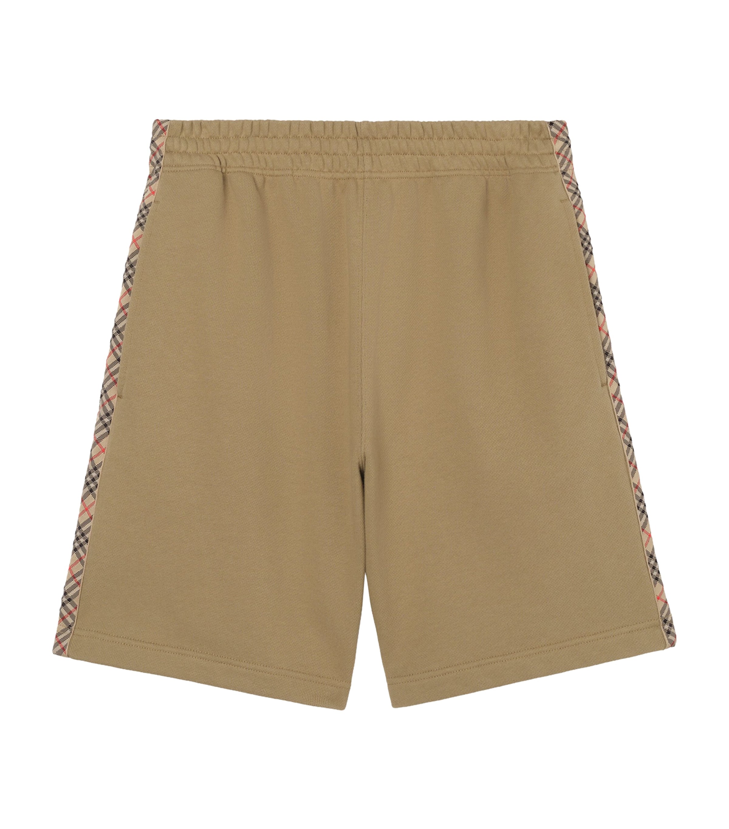 Burberry Mens Check-Trim Sweatshorts Sparrow Beige Image 1