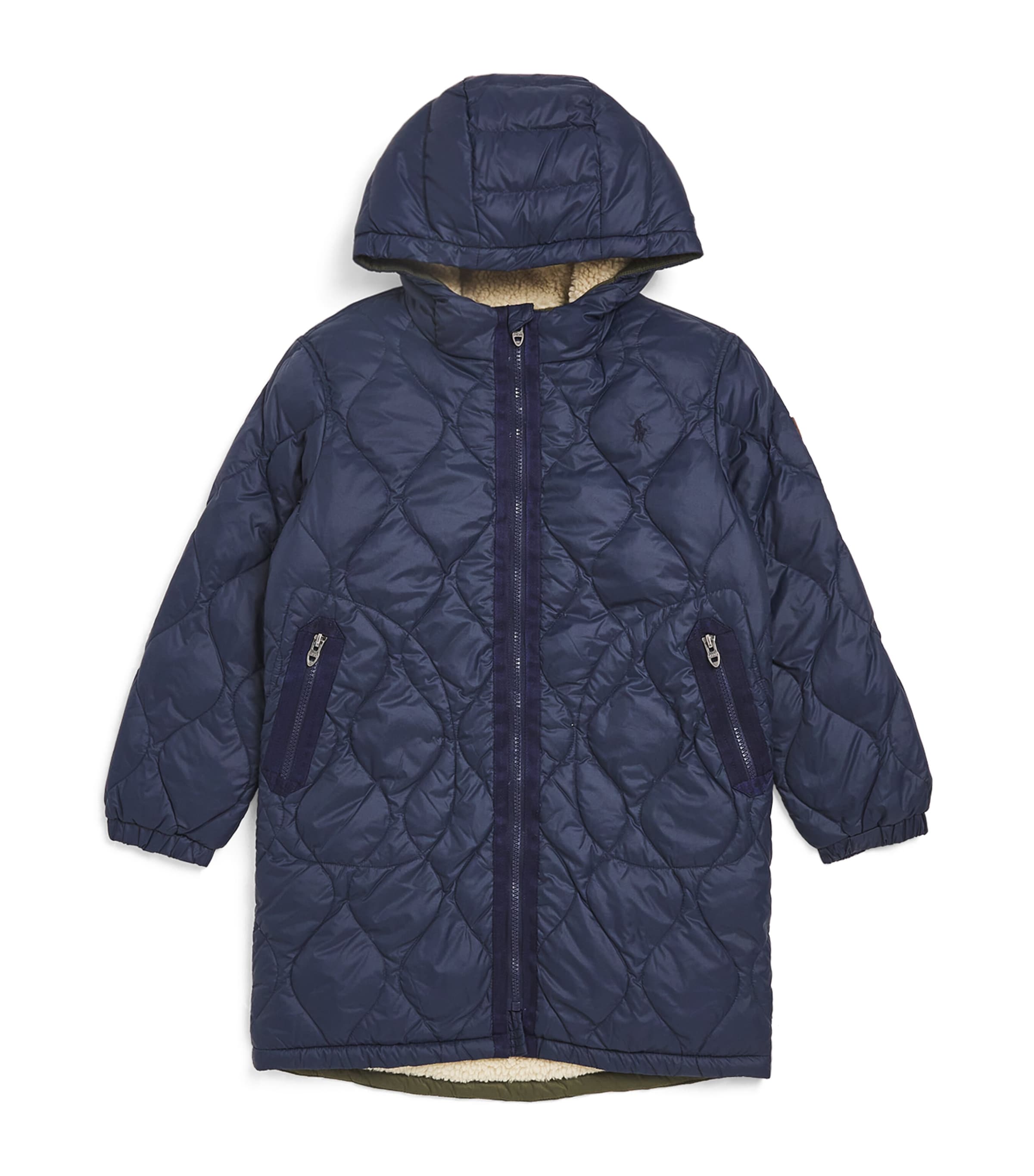 Shop Ralph Lauren Quilted Down Longline Jacket In Navy