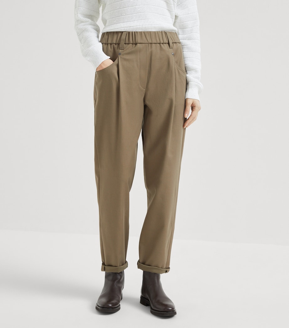 Stretch Cotton Cover Elasticated-Waist Trousers C3981 Image 2