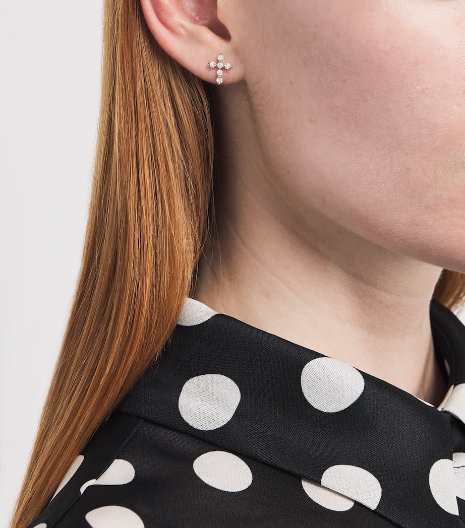 Persée Yellow Gold and Diamond Cross Single Stud Earring Yellow Gold Image 2