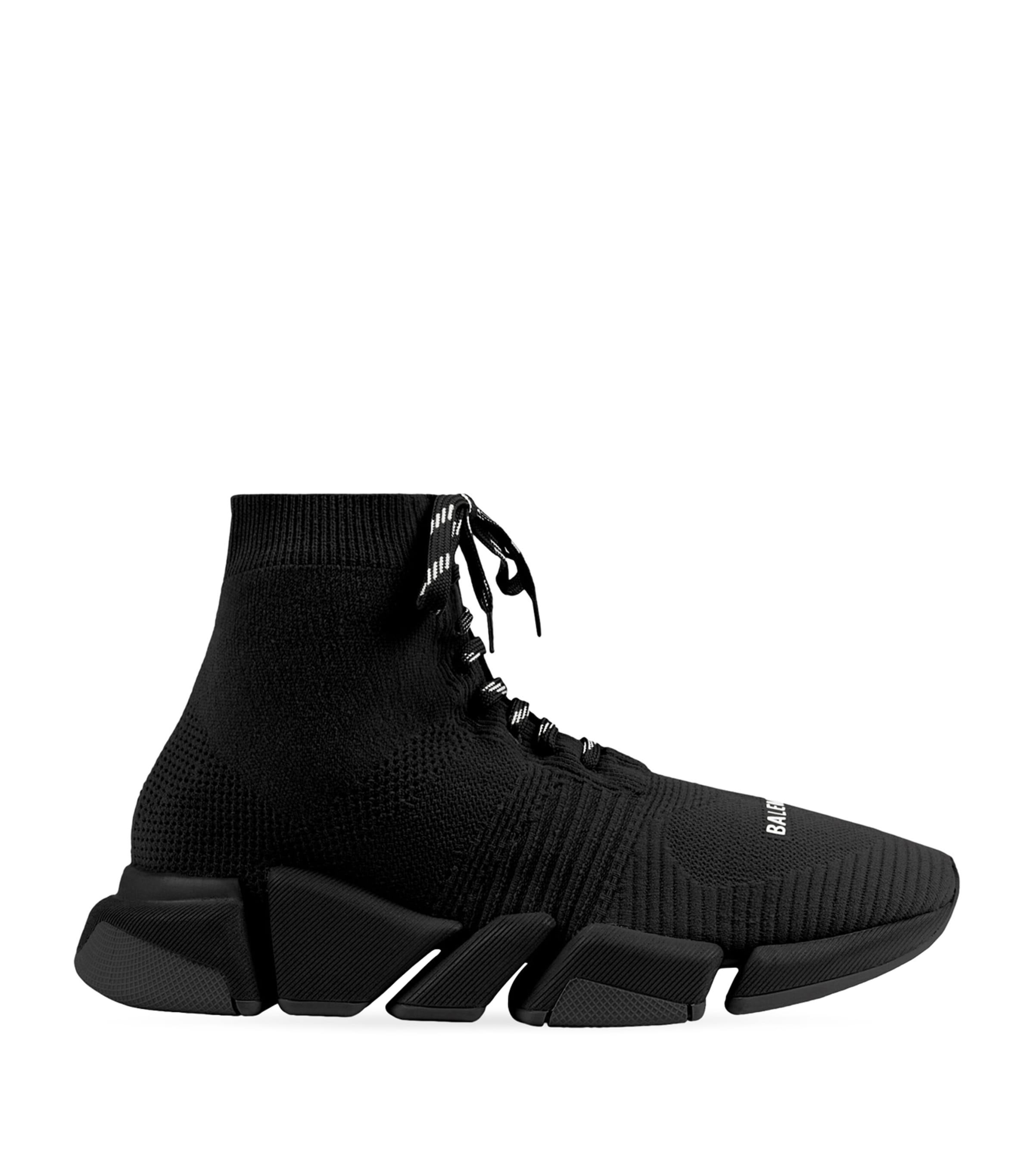 Balenciaga Speed 2.0 Lace-up Recycled-knit Trainers In Black