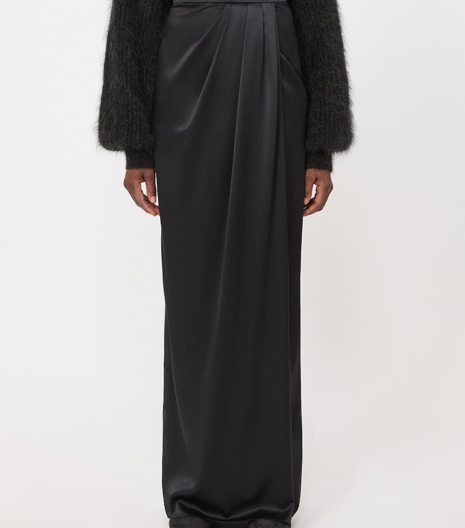 Max Mara Womens Silk Gathered Maxi Skirt Dark Grey Image 3