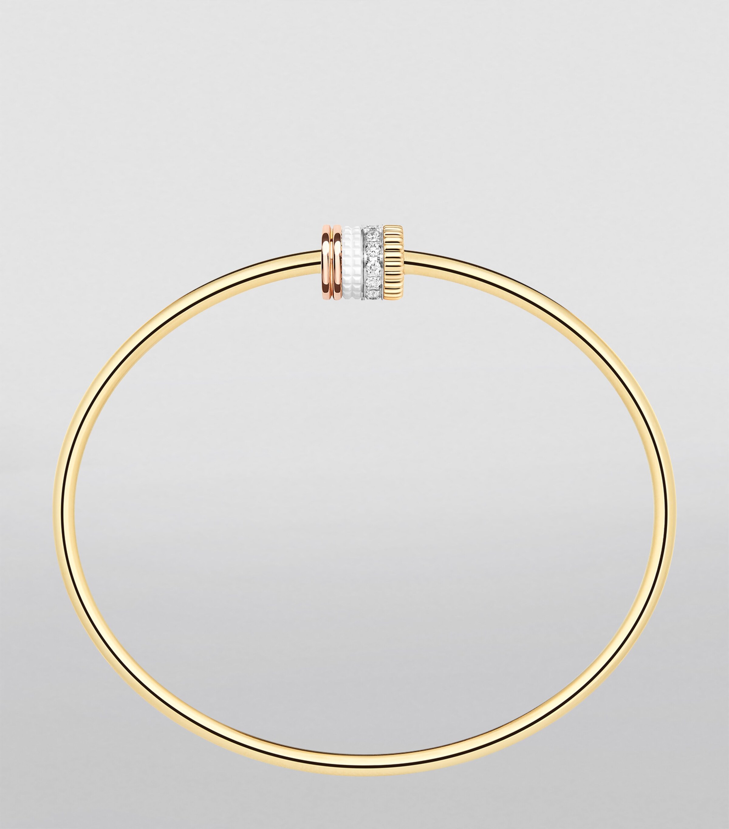 Mixed Gold and Diamond Quatre White Edition Bangle YELLOW GOLD Image 3