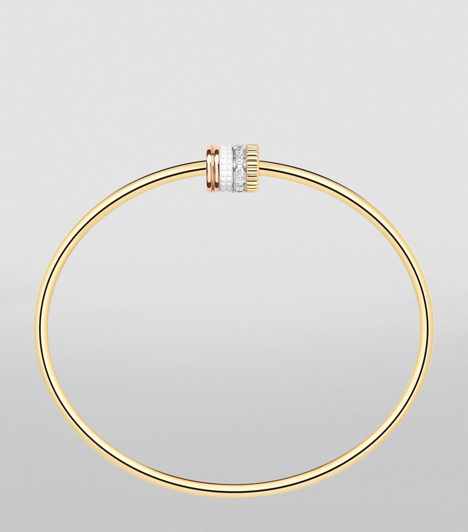 Mixed Gold and Diamond Quatre White Edition Bangle YELLOW GOLD Image 3