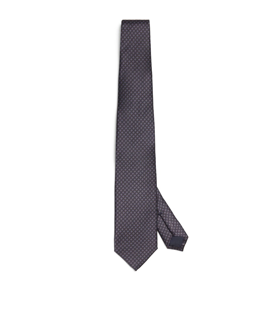 Silk Patterned Tie 030 DARK BROWN EBONY Image 1