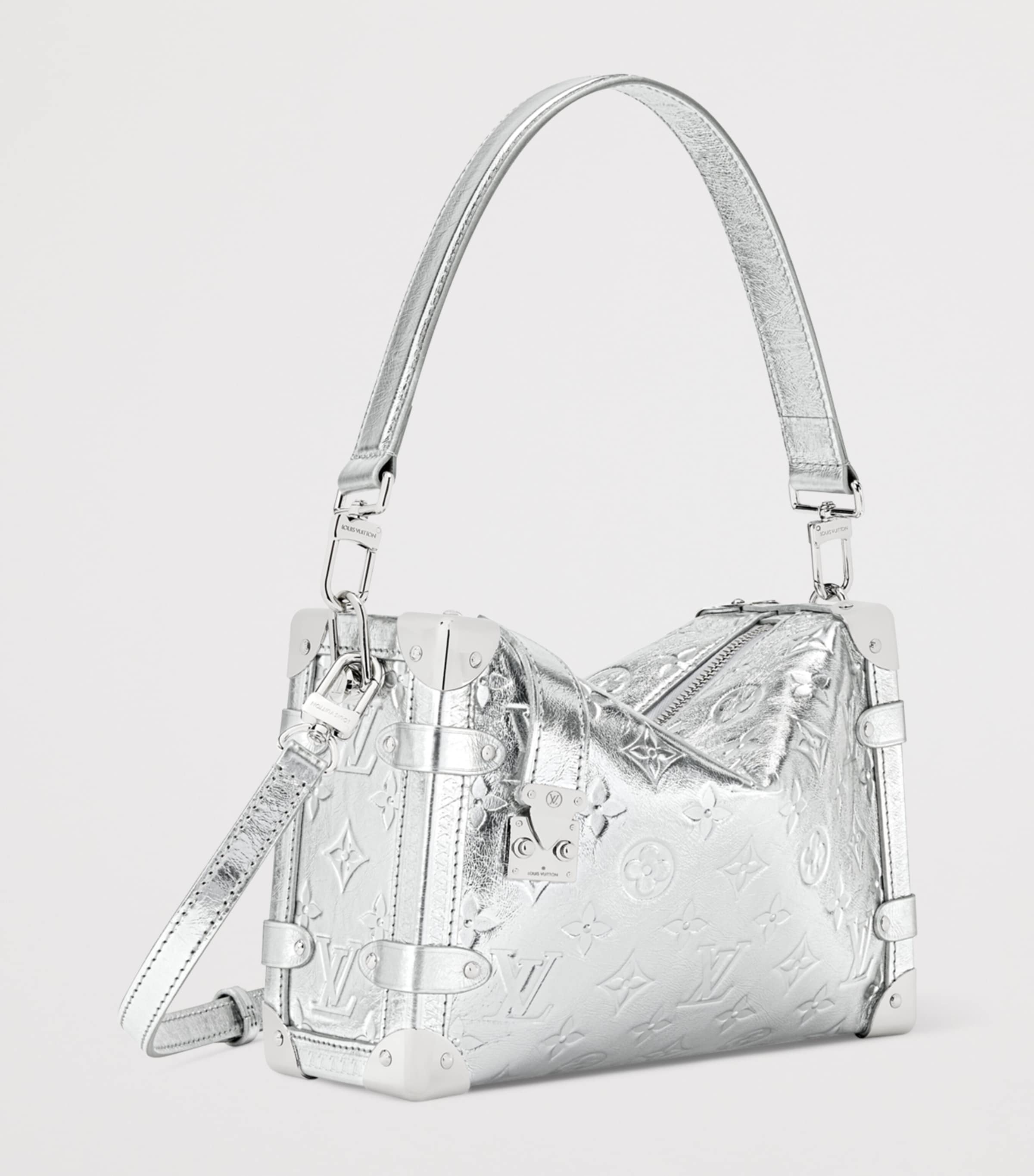 Leather Side Trunk MM Shoulder Bag SILVER Image 3
