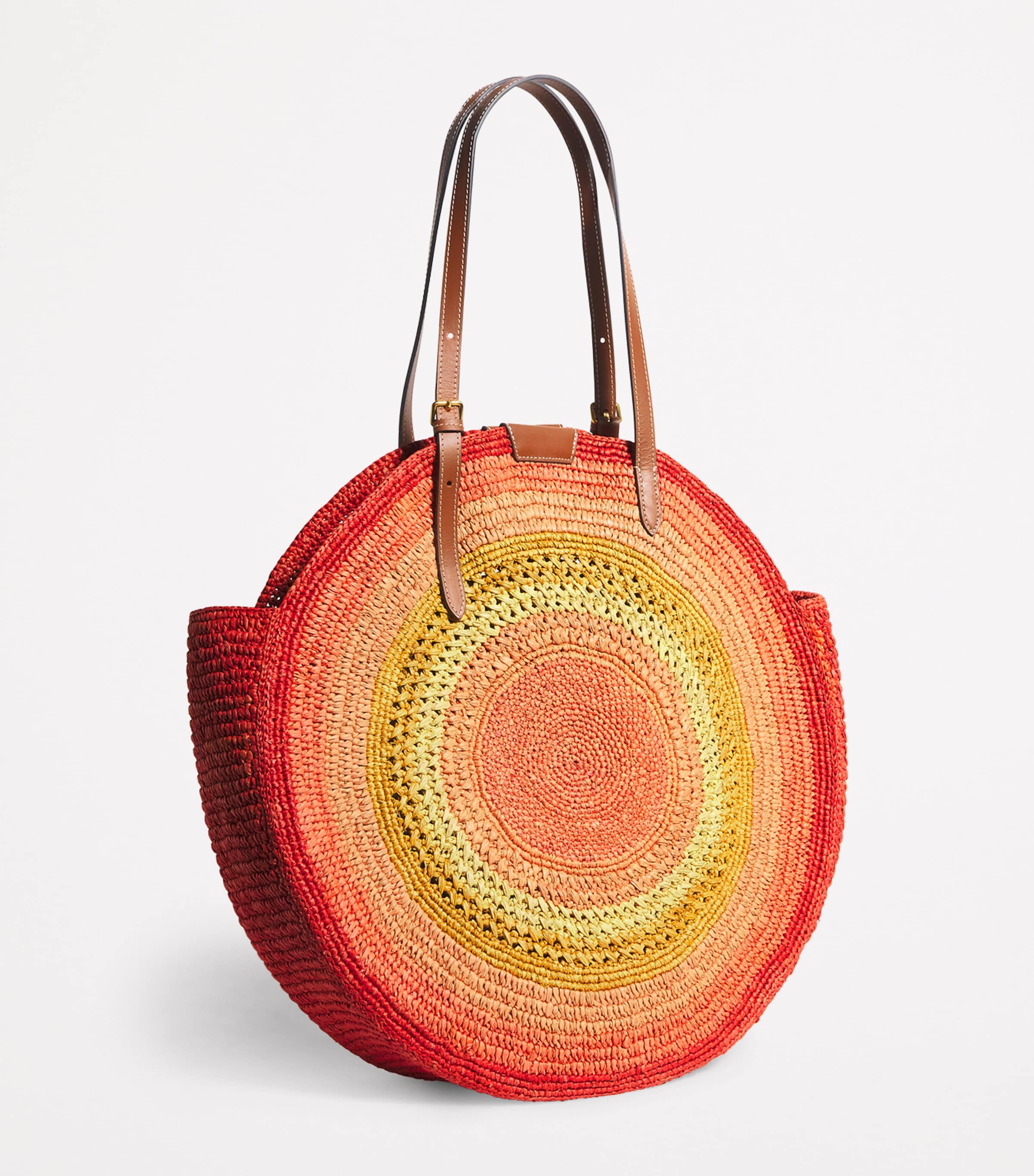 Anya Hindmarch Large Raffia Round Tote Bag Orange/multi Raffia Image 3