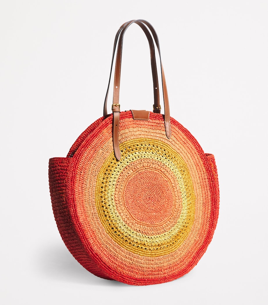 Anya Hindmarch Large Raffia Round Tote Bag Orange/multi Raffia Image 3