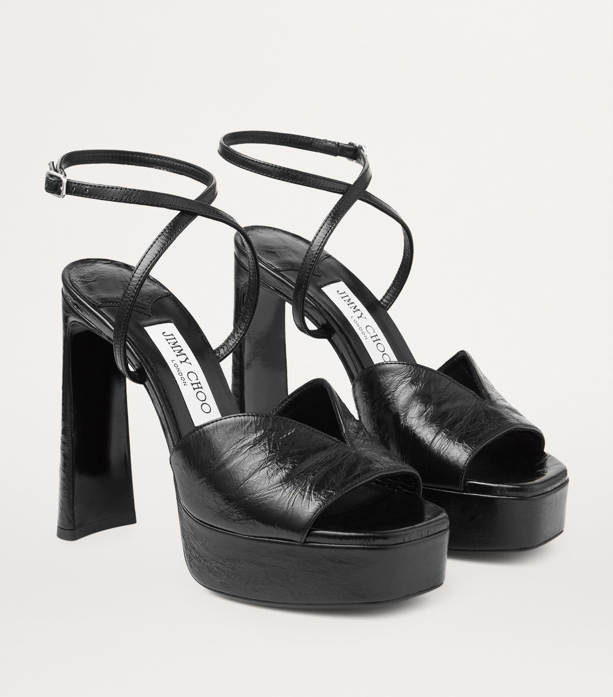 Karli 125 Lambskin Platform Sandals BLACK Image 4