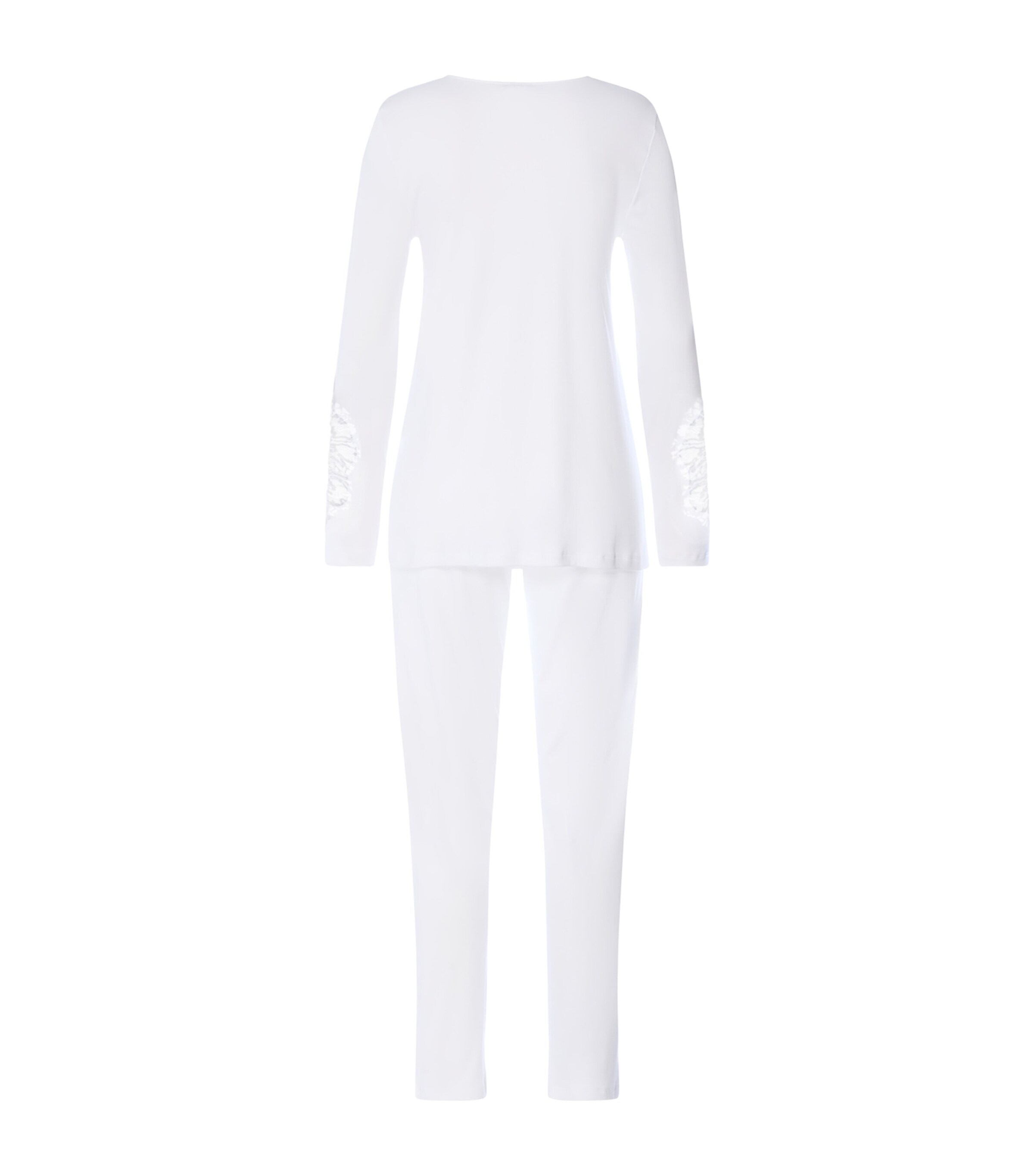 Hanro Womens Cotton Lace-Trim Belen Pyjama Set White Image 4