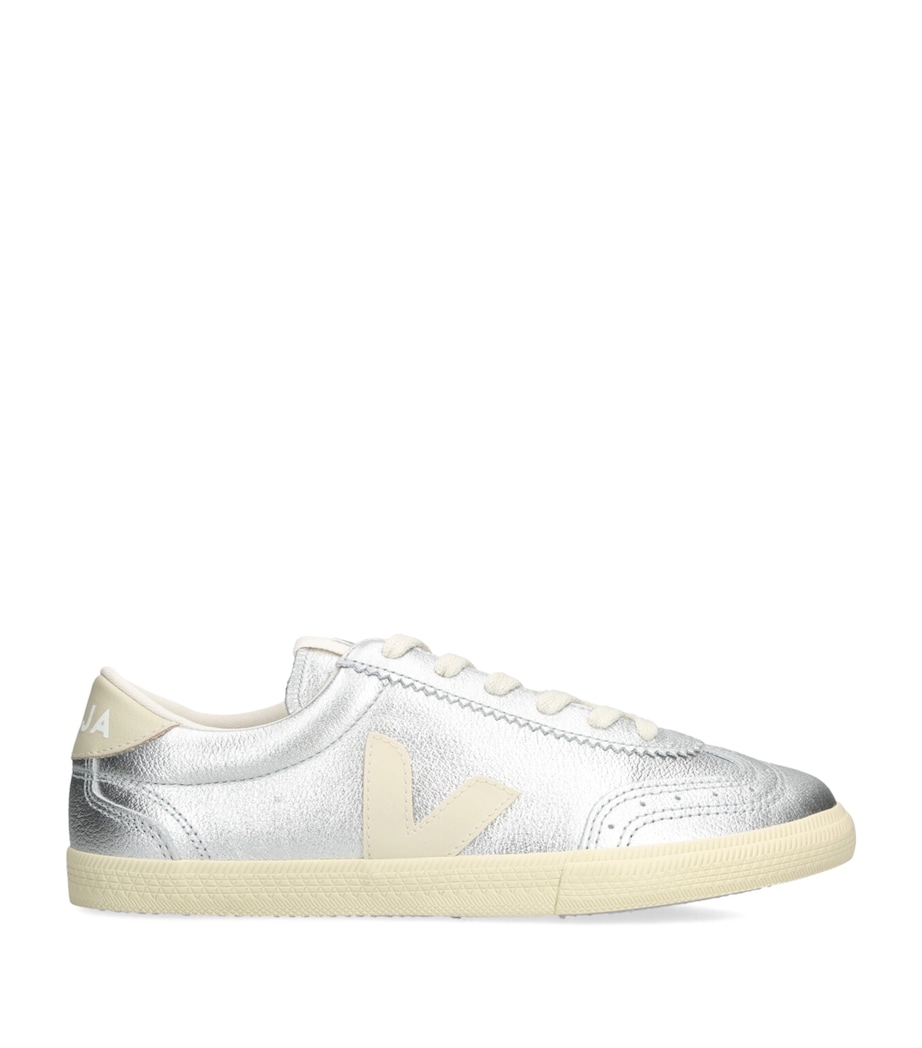 Metallic-Leather Volley Sneakers SILVER Image 1