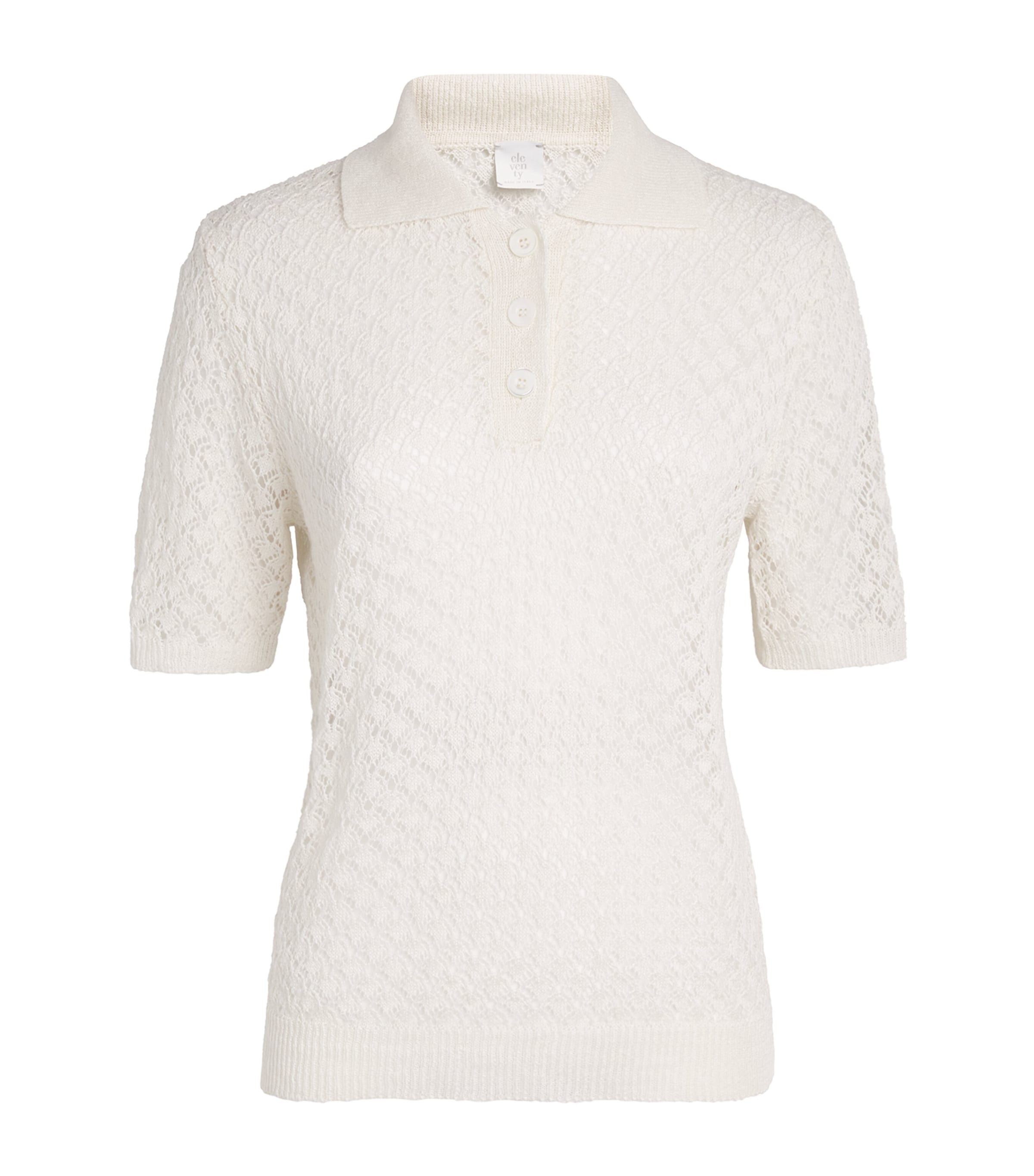 Eleventy Linen-cotton-silk-blend Polo Sweater In White