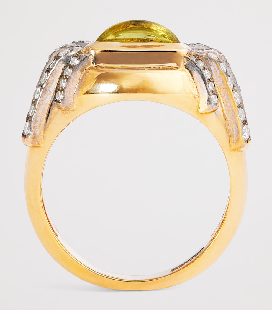 Yellow Gold, Diamond, Citrine and Pearl N*93 Sun Dawn Pinky Ring YELLOW GOLD Image 3