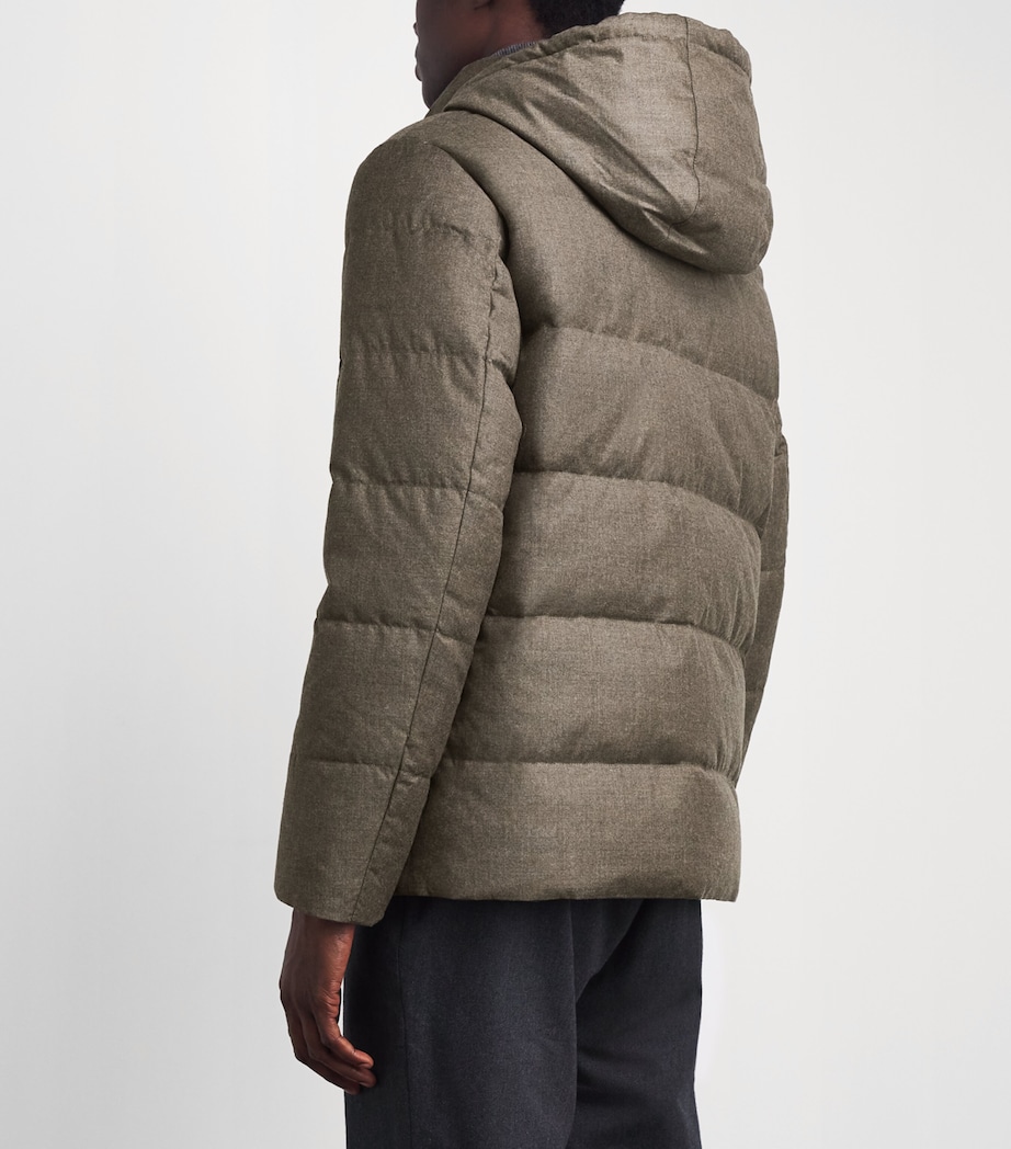 Yves Salomon Mens Down Wool-Silk Hooded Parka Earth Image 5
