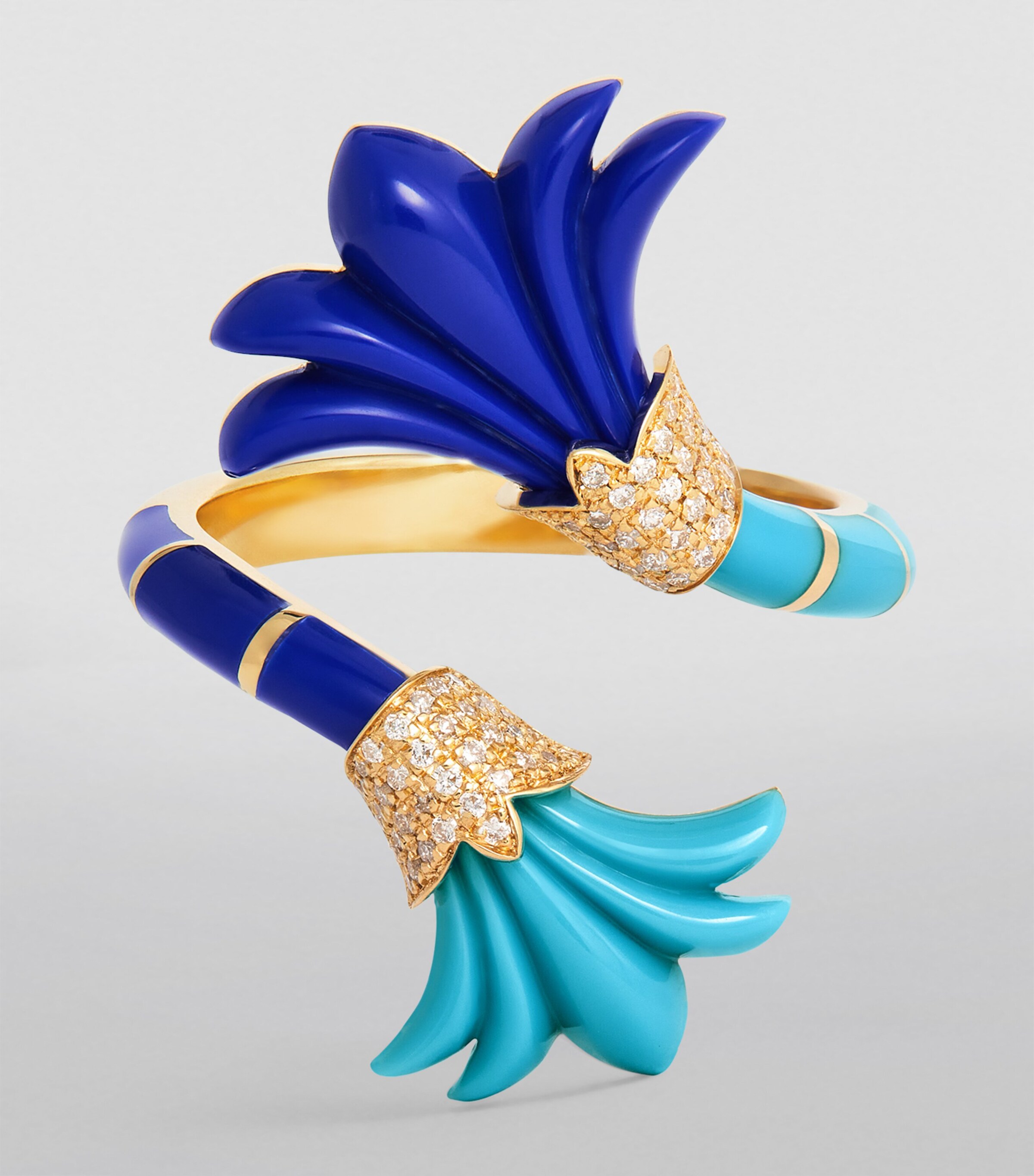 L'ATELIER NAWBAR Yellow Gold, Diamond, Lapis and Turquoise Psychedeliah Ring Turquoise Image 3
