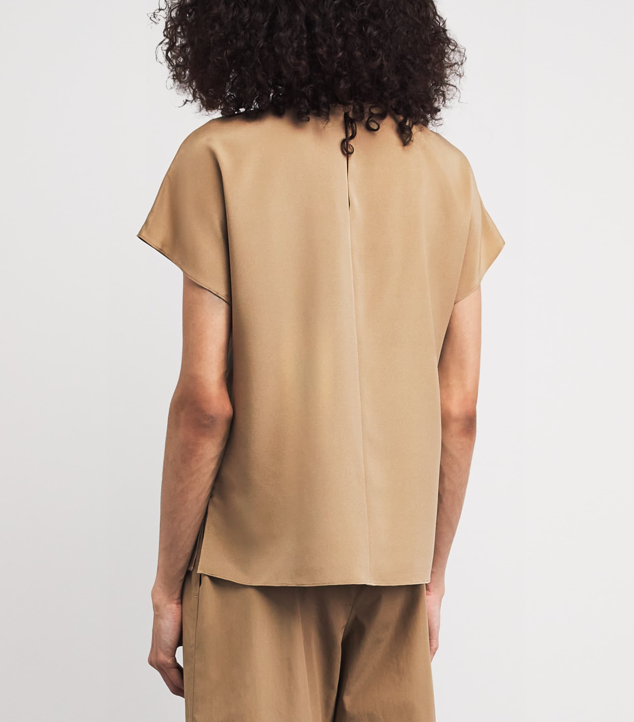Lafayette 148 Womens Silk-Blend T-Shirt Cadkh Cadet Khaki Image 5