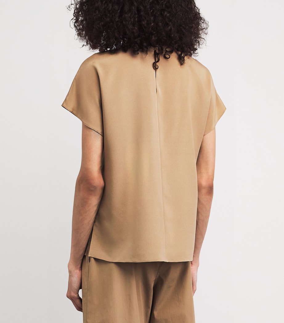 Lafayette 148 Womens Silk-Blend T-Shirt Cadkh Cadet Khaki Image 5