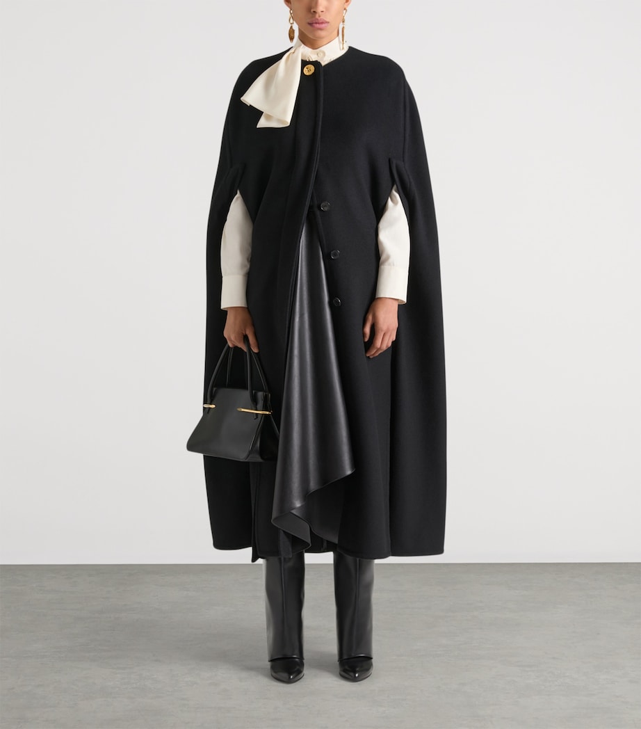 Wool-Cashmere Midi Cape BLACK/GREY Image 2
