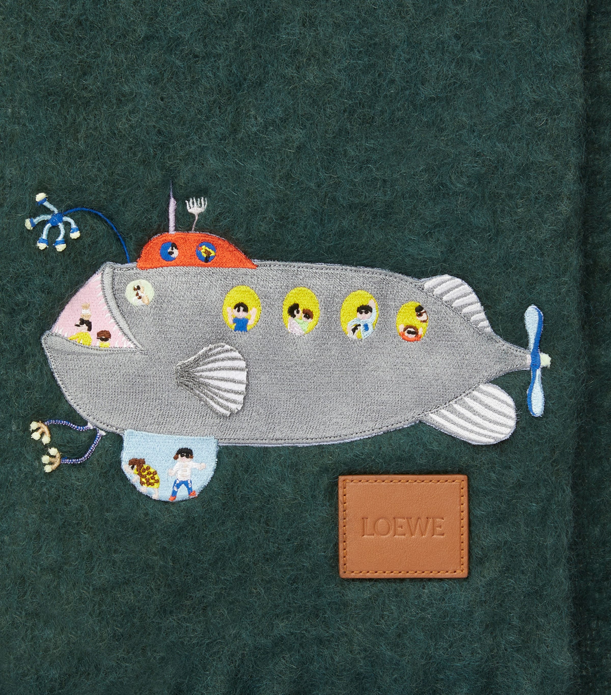 LOEWE Green x Suna Fujita Mohair-Blend Submarine Scarf | Harrods UK