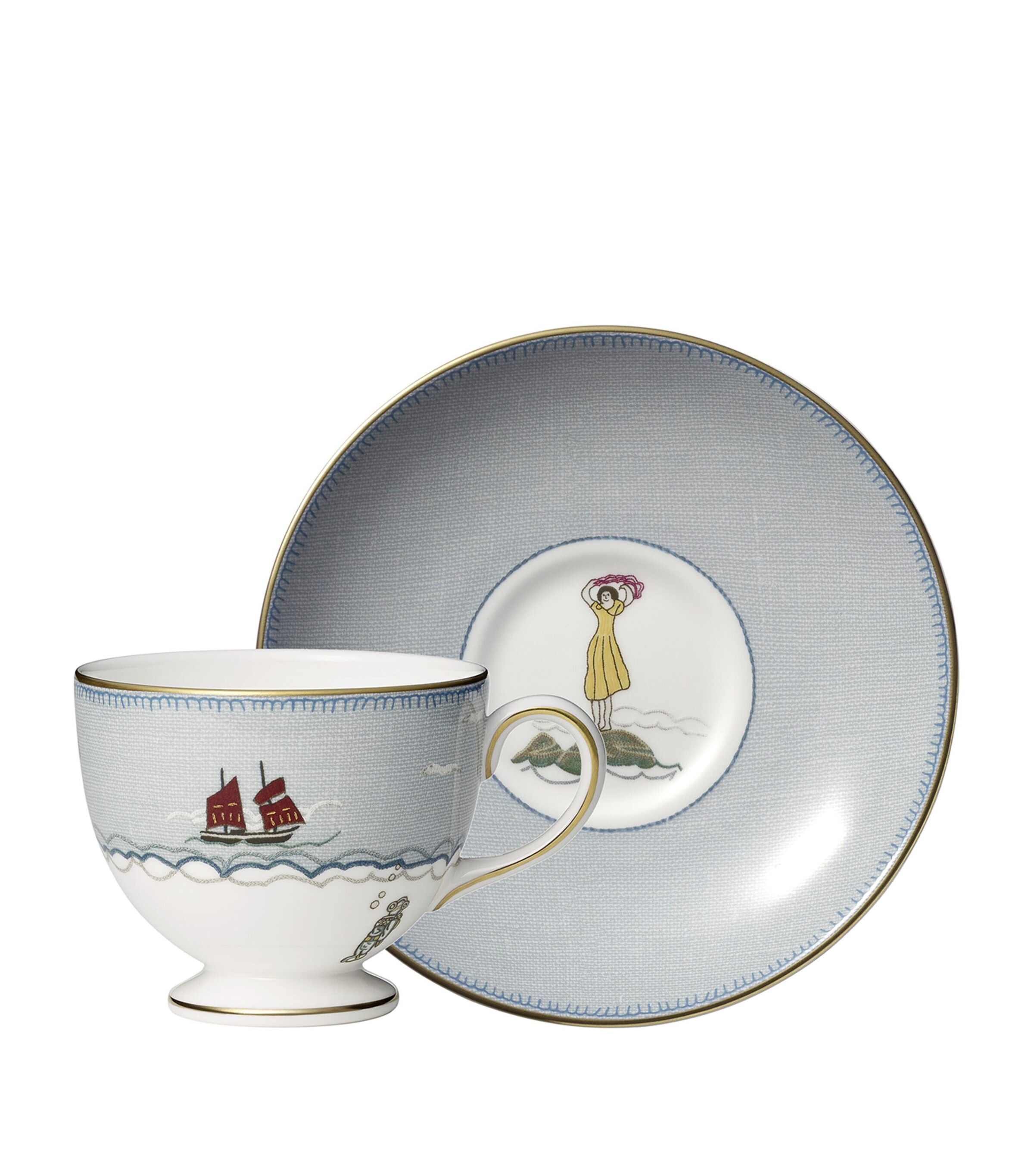 Wedgwood X Kit Kemp Sailor's Farewell Teacup And Saucer In Blue