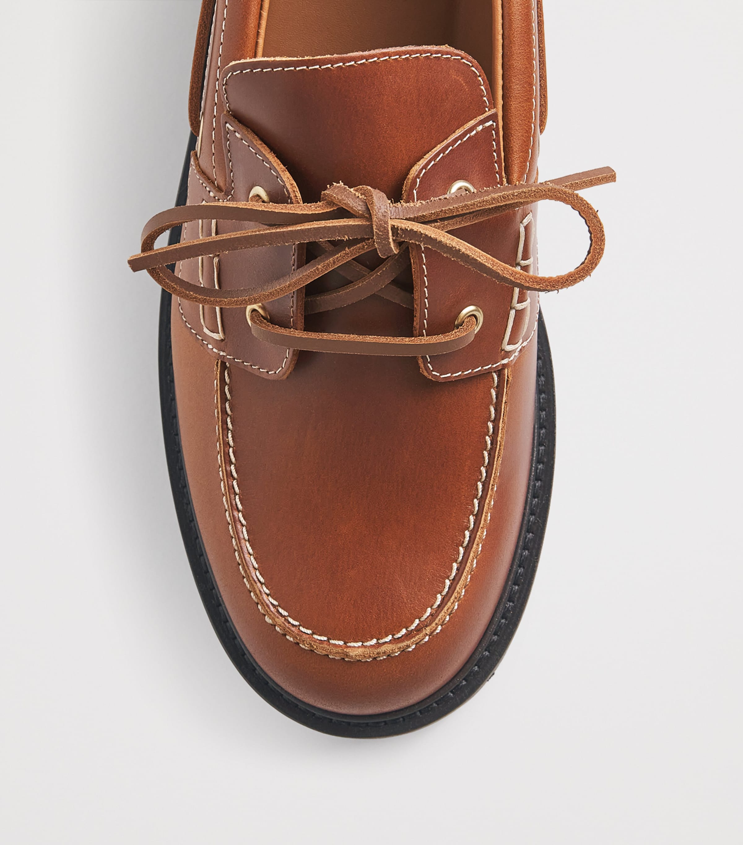 Leather Boat Shoes BROWN Image 5