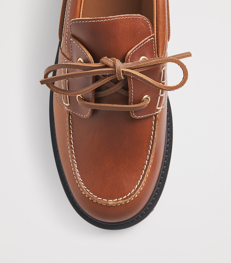 Leather Boat Shoes BROWN Image 5
