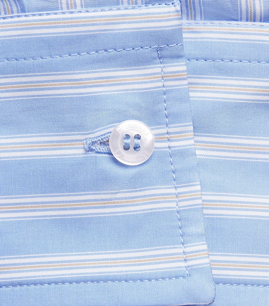 Hunza G Womens Cotton Stripe Cabana Shirt Cornflower Image 6