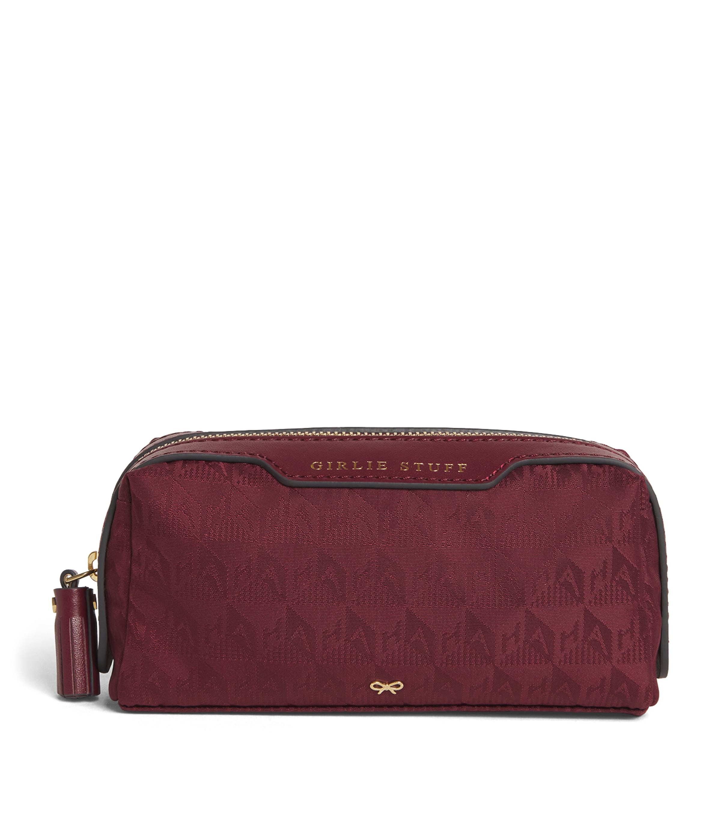 Shop Anya Hindmarch Logo Jacquard Girlie Stuff Pouch In Brown