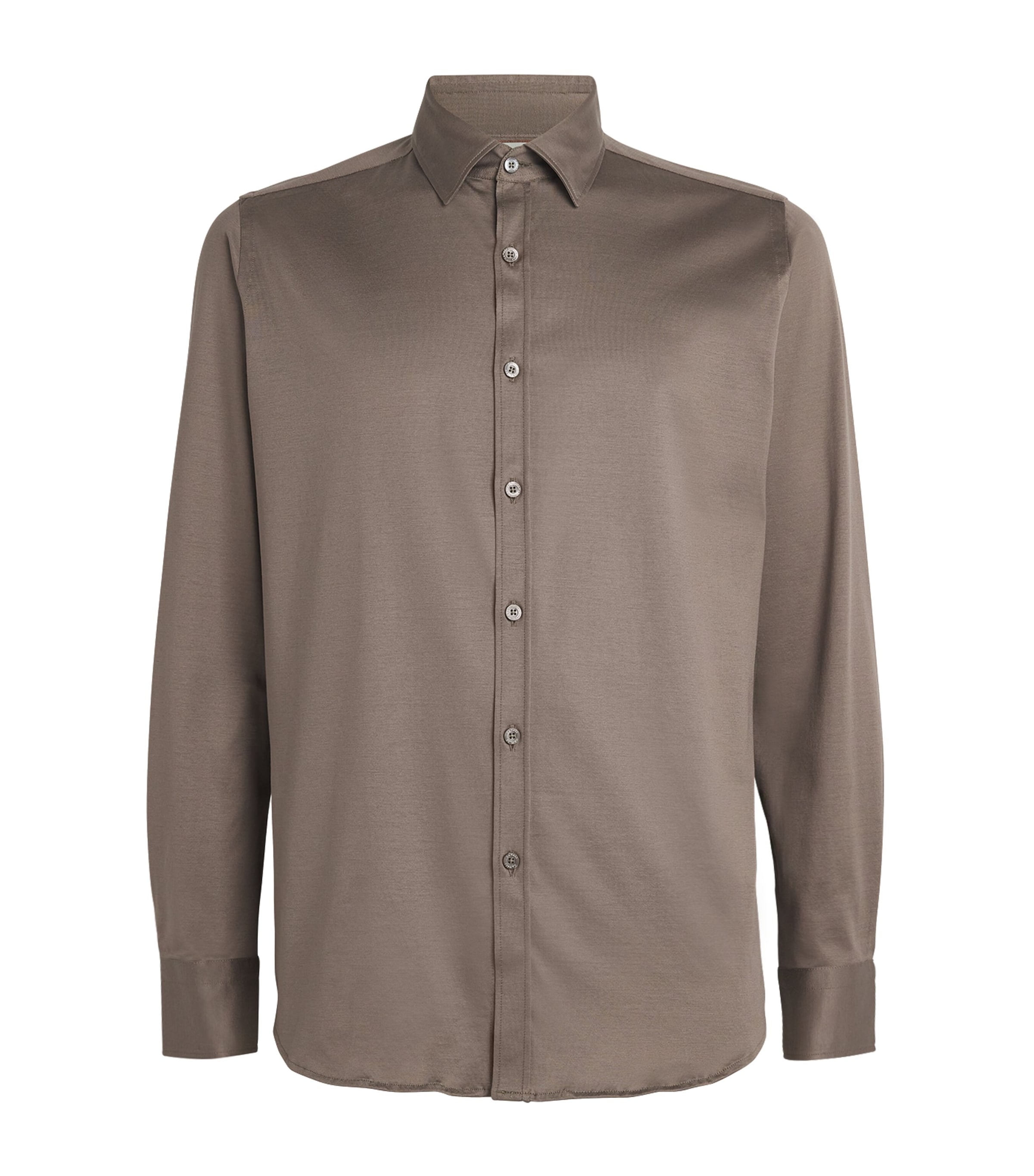 Shop Canali Cotton Jersey Shirt In Brown