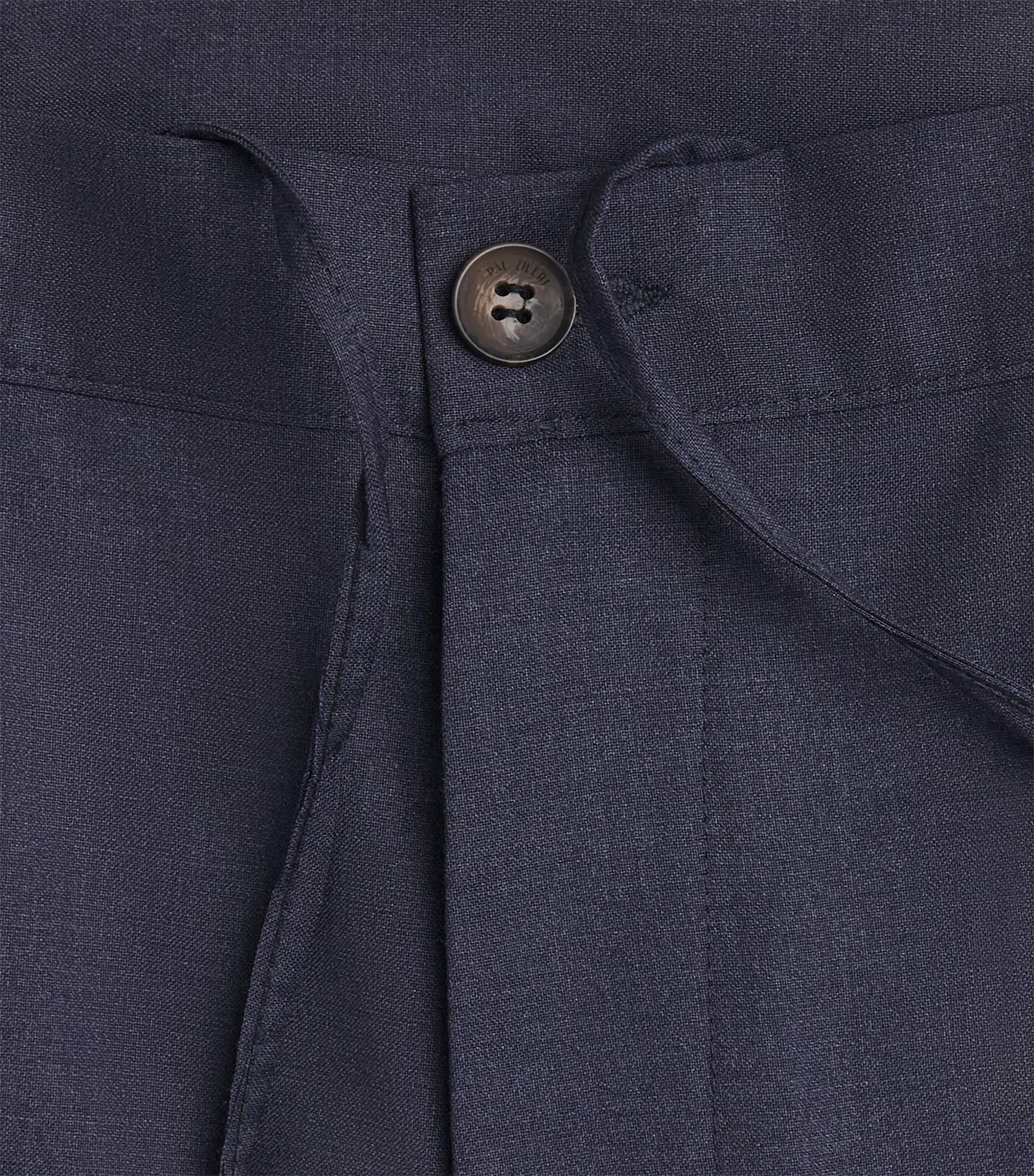Pal Zileri Mens Stretch-Virgin Wool Half-Elasticated Trousers Blue Image 6