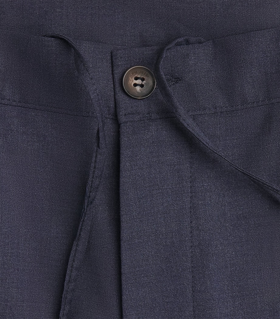 Pal Zileri Mens Stretch-Virgin Wool Half-Elasticated Trousers Blue Image 6