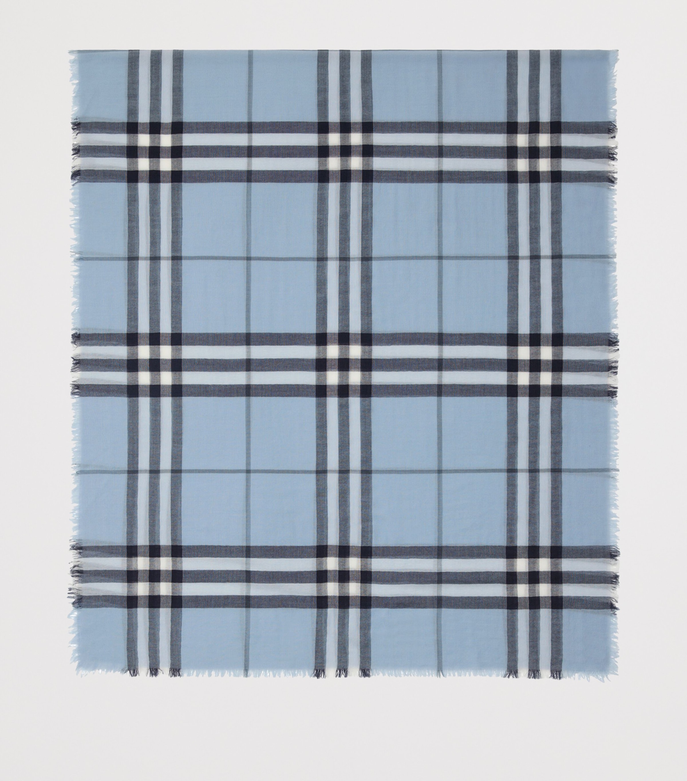 Wool Wide Check Scarf BANK BLUE Image 6