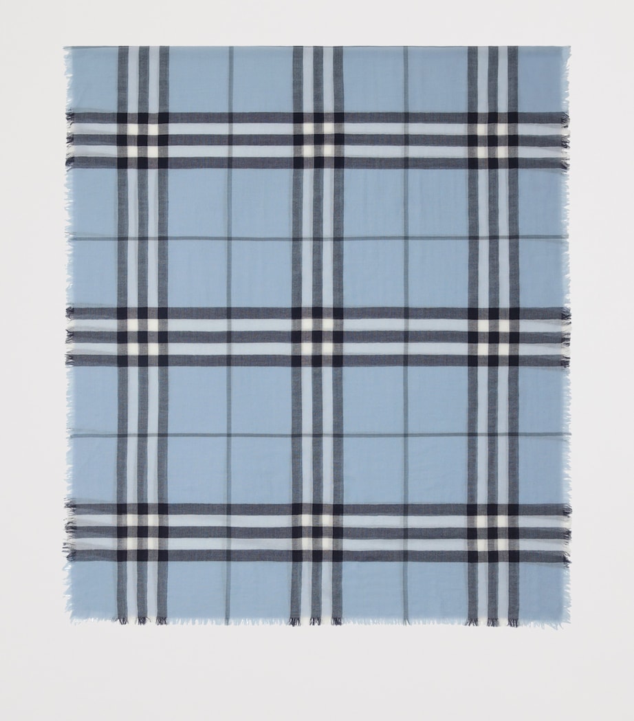 Wool Wide Check Scarf BANK BLUE Image 6