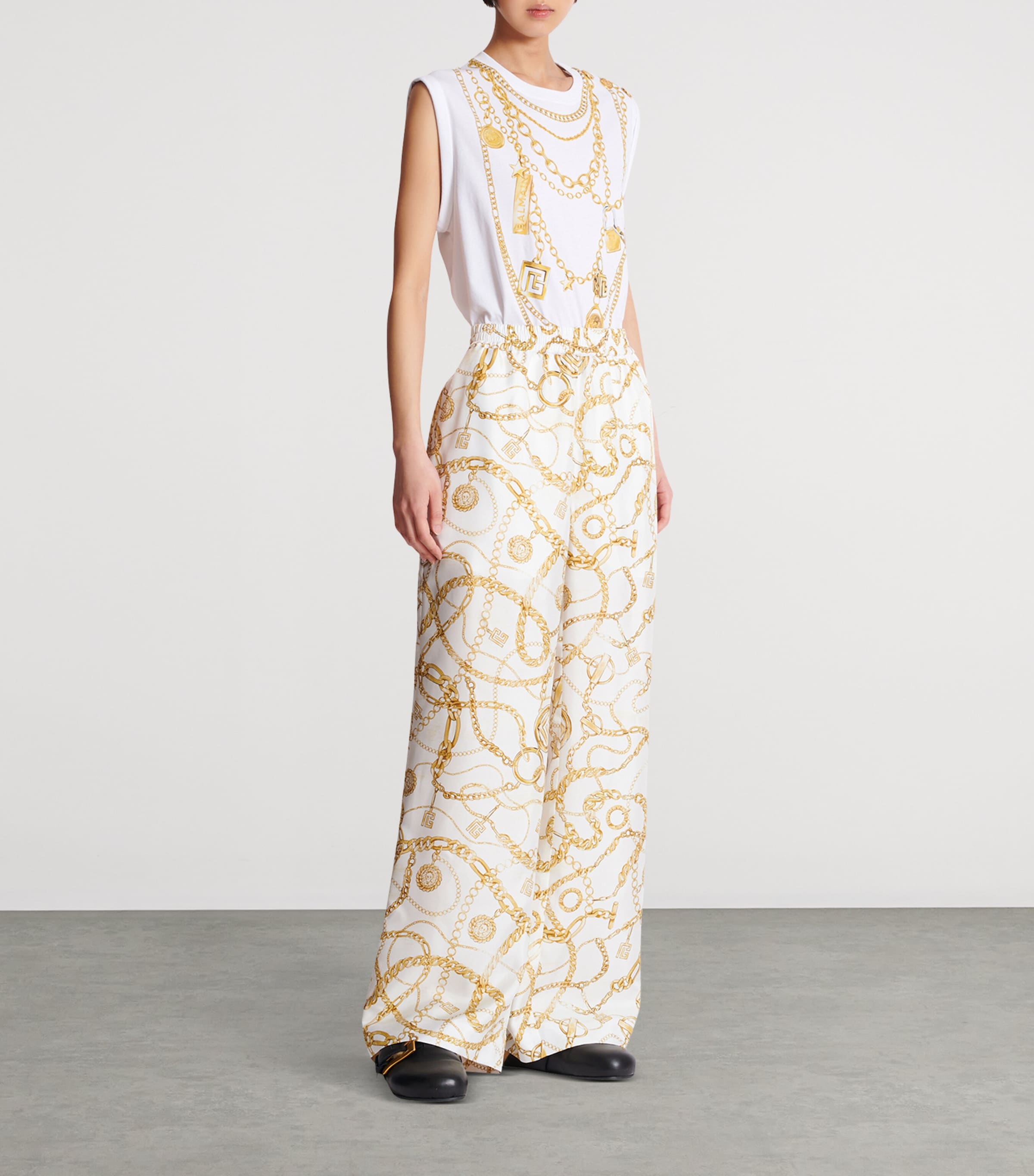 Silk Print Trousers GAD BLANC/OR Image 6