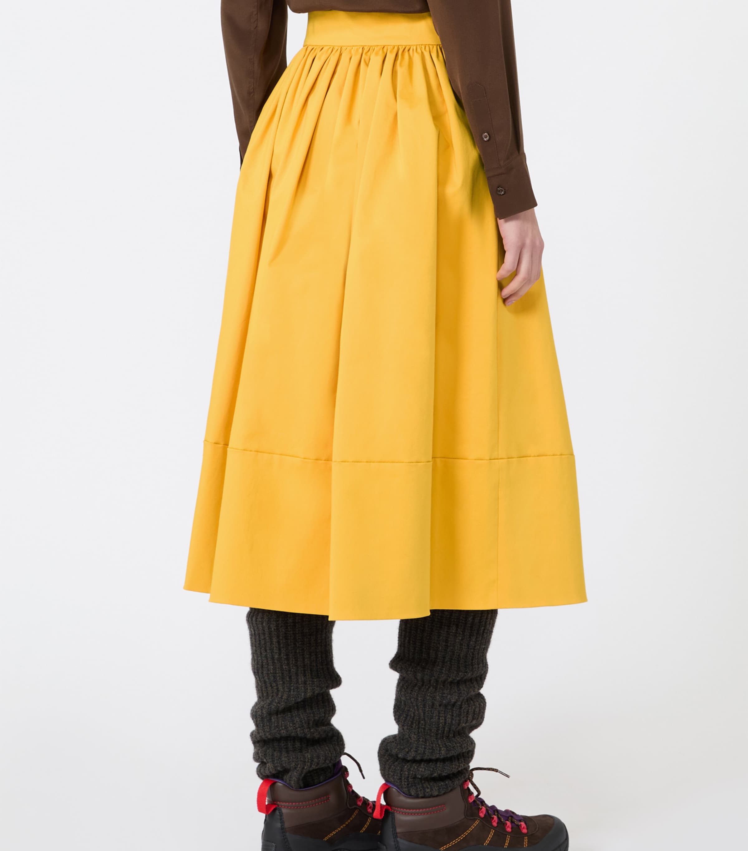 Weekend Max Mara Womens Stretch-Cotton Midi Skirt Yellow Image 4