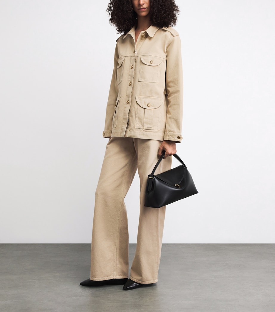 Blazé Milano Womens Nariida Sahariana Denim Jacket Almond Image 2