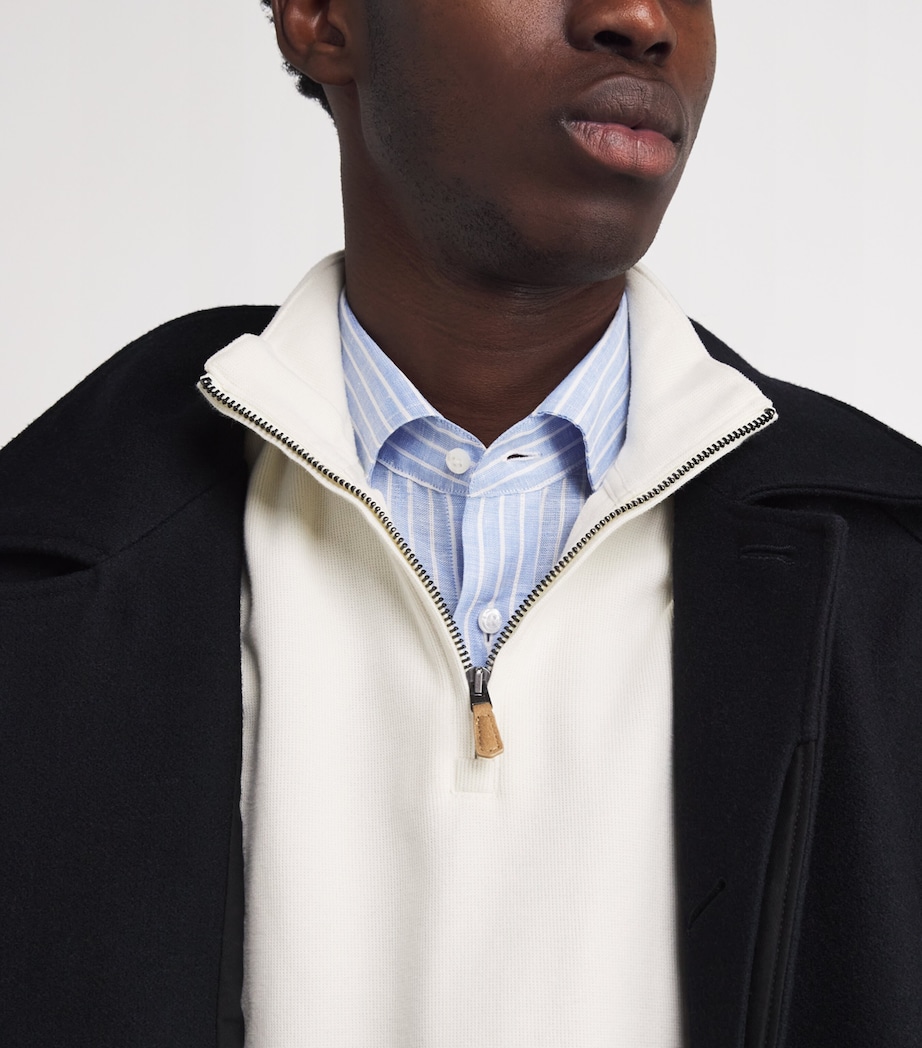 Cotton Logo Quarter-Zip Sweater PARCHMENT CREAM Image 6