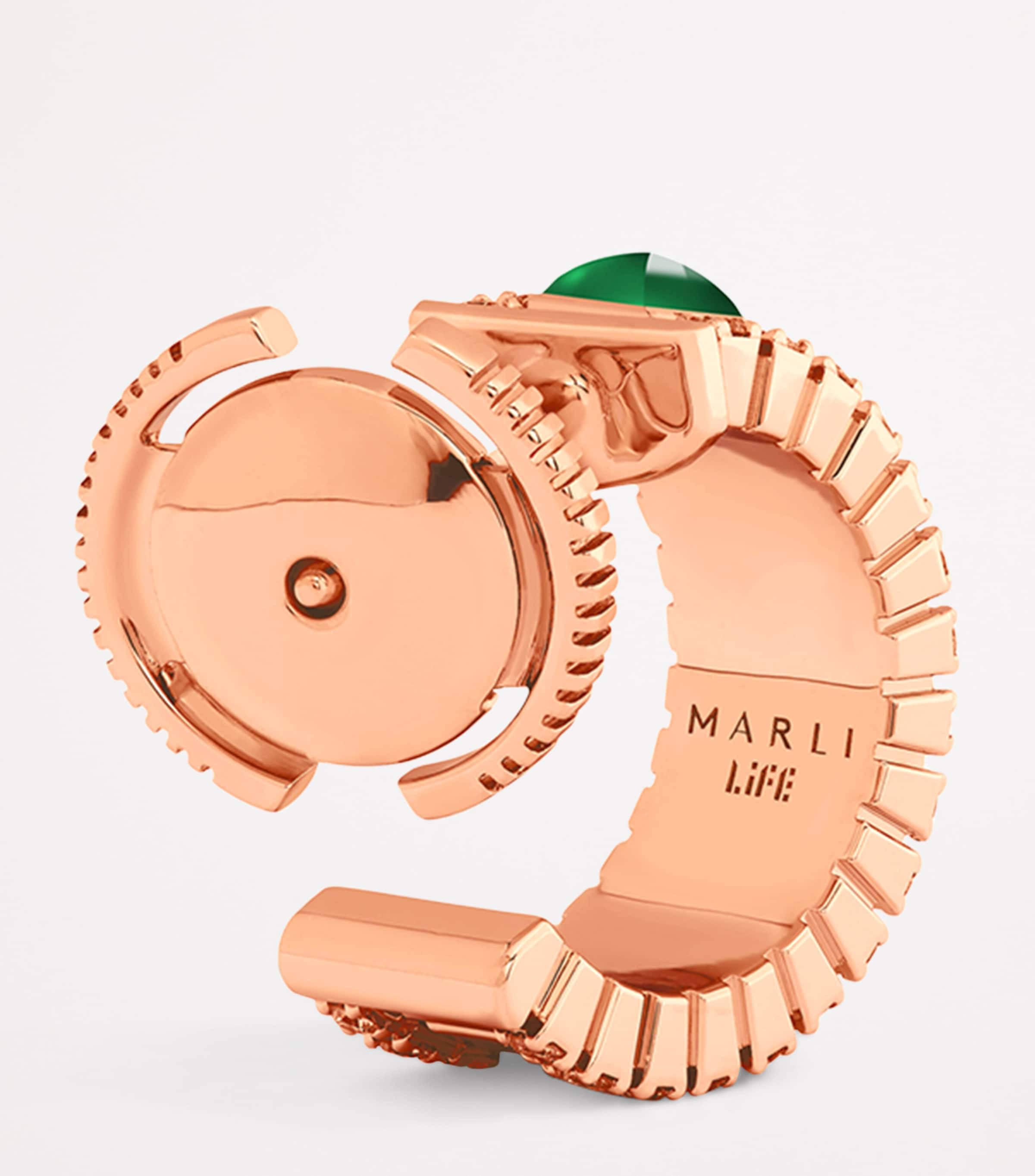 Mini Rose Gold, Diamond and Agate Life Hoop Earrings ROSE GOLD Image 3