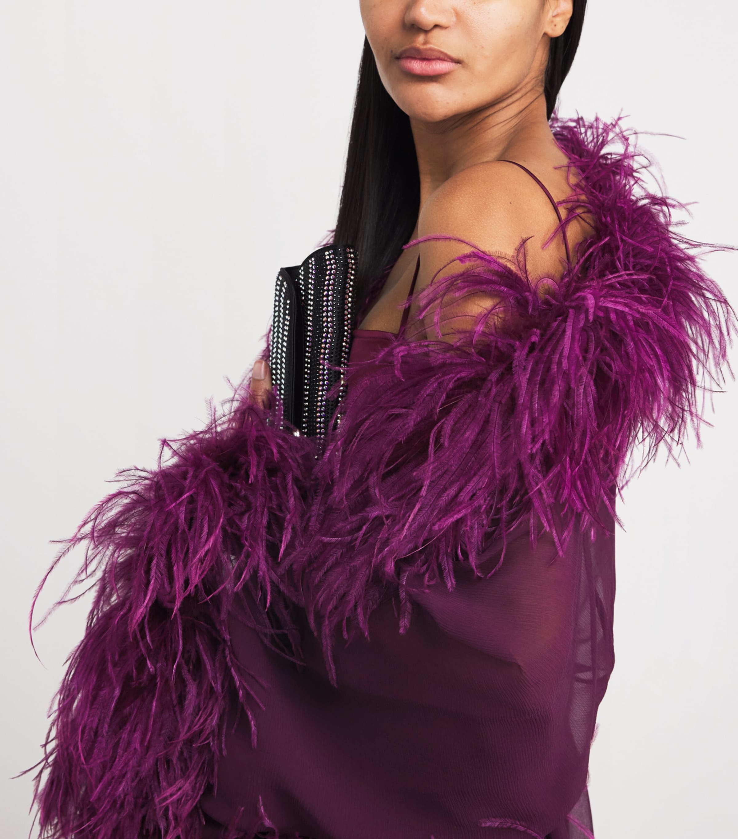 Chiffon Feather Vedette Maxi Dress PLUM Image 4