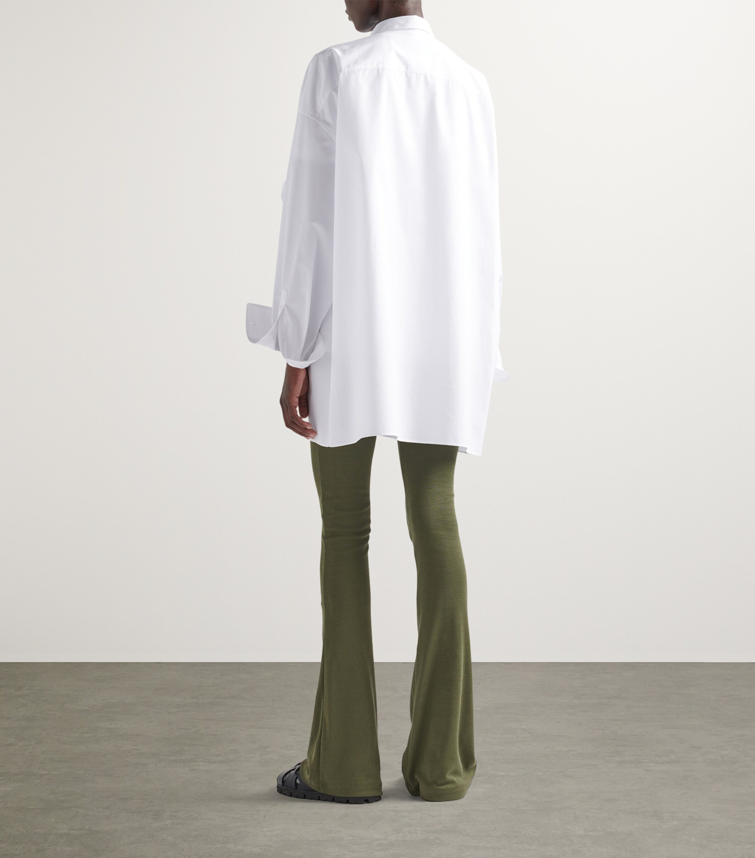 Cotton Rib-Knit Flared Trousers F0334 Image 4