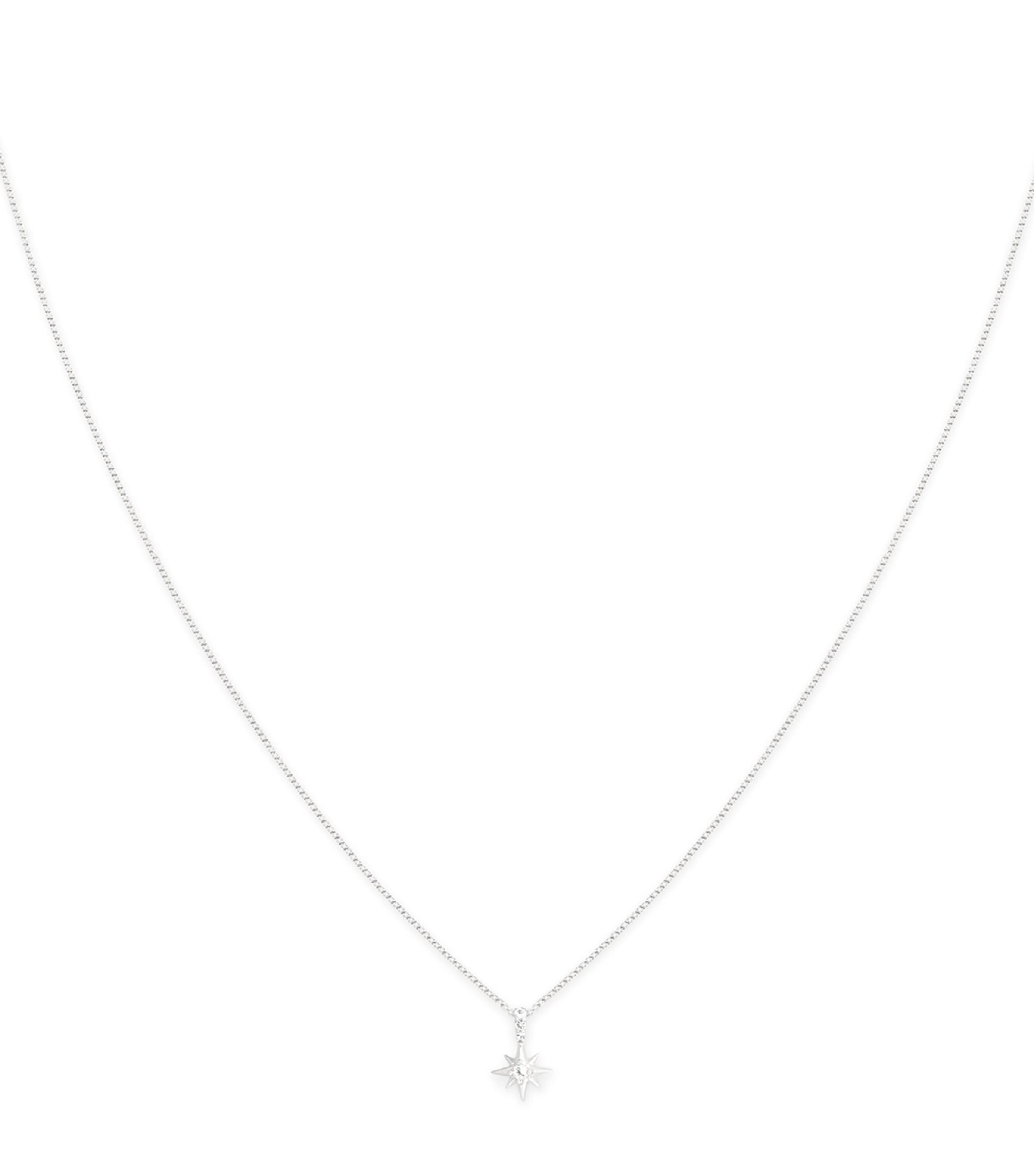 Astrid & Miyu White Gold And White Topaz Star Necklace In Silver