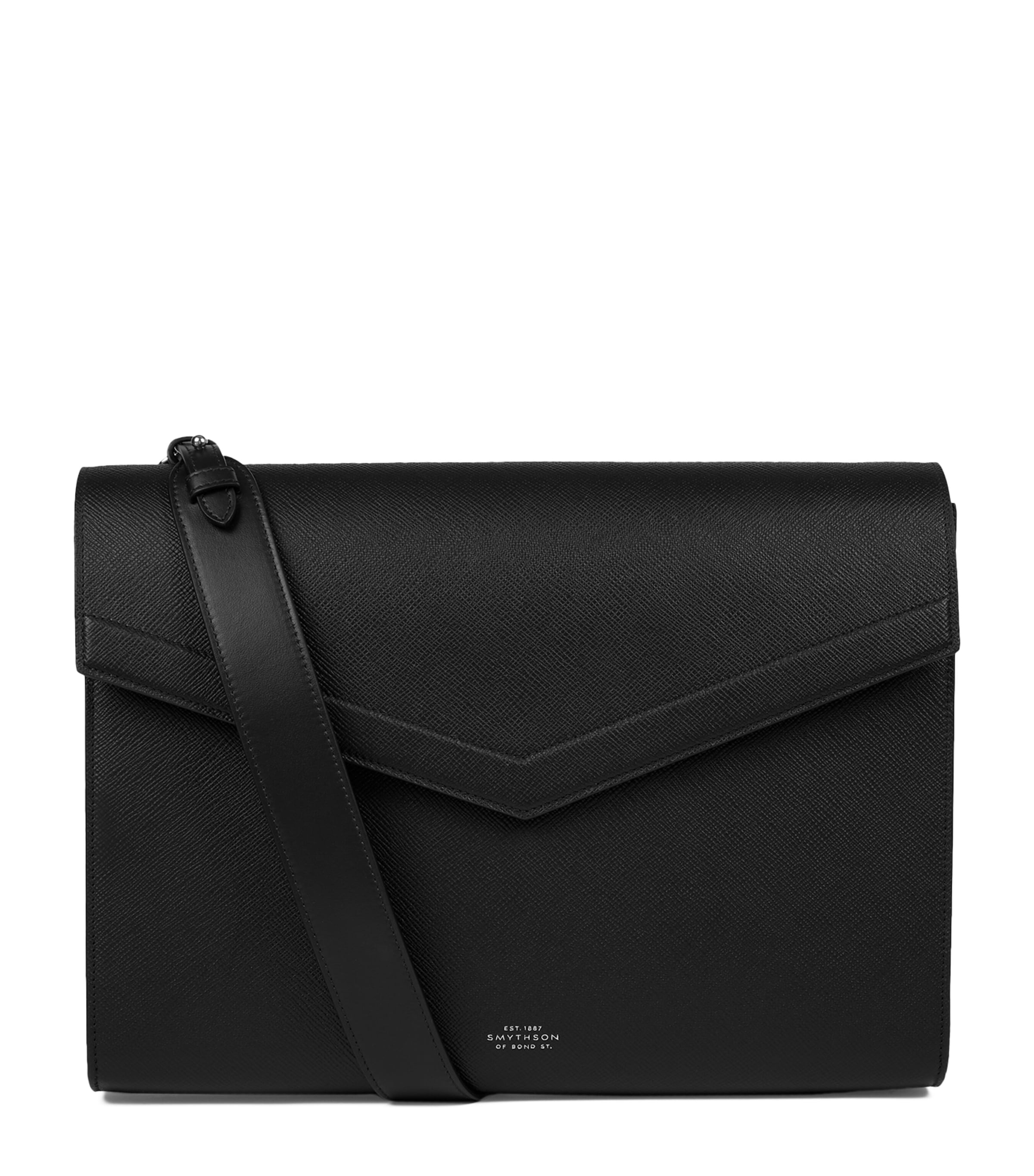 Shop Smythson Leather Panama Envelope Folio Cross-body Bag In Black