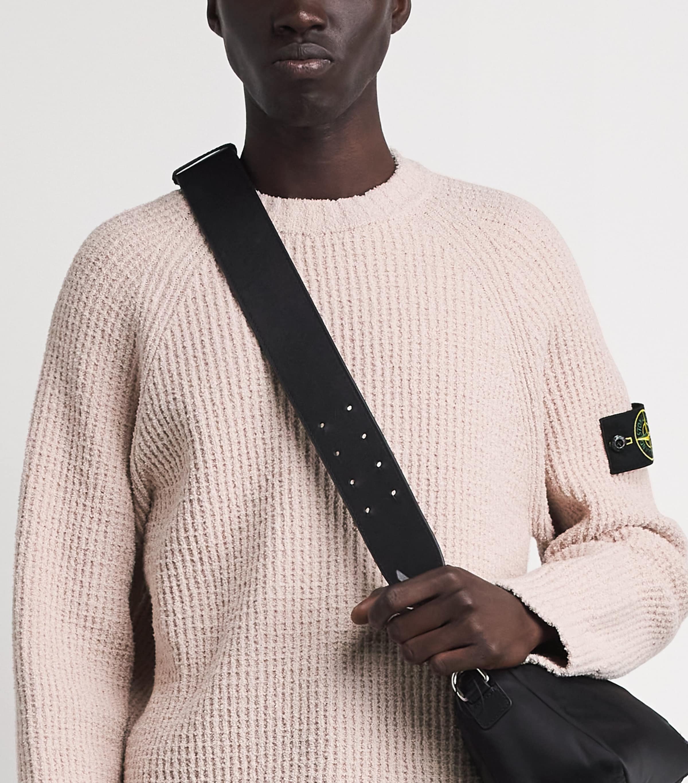 Stone Island Mens Bouclé Compass Patch Sweater Image 3