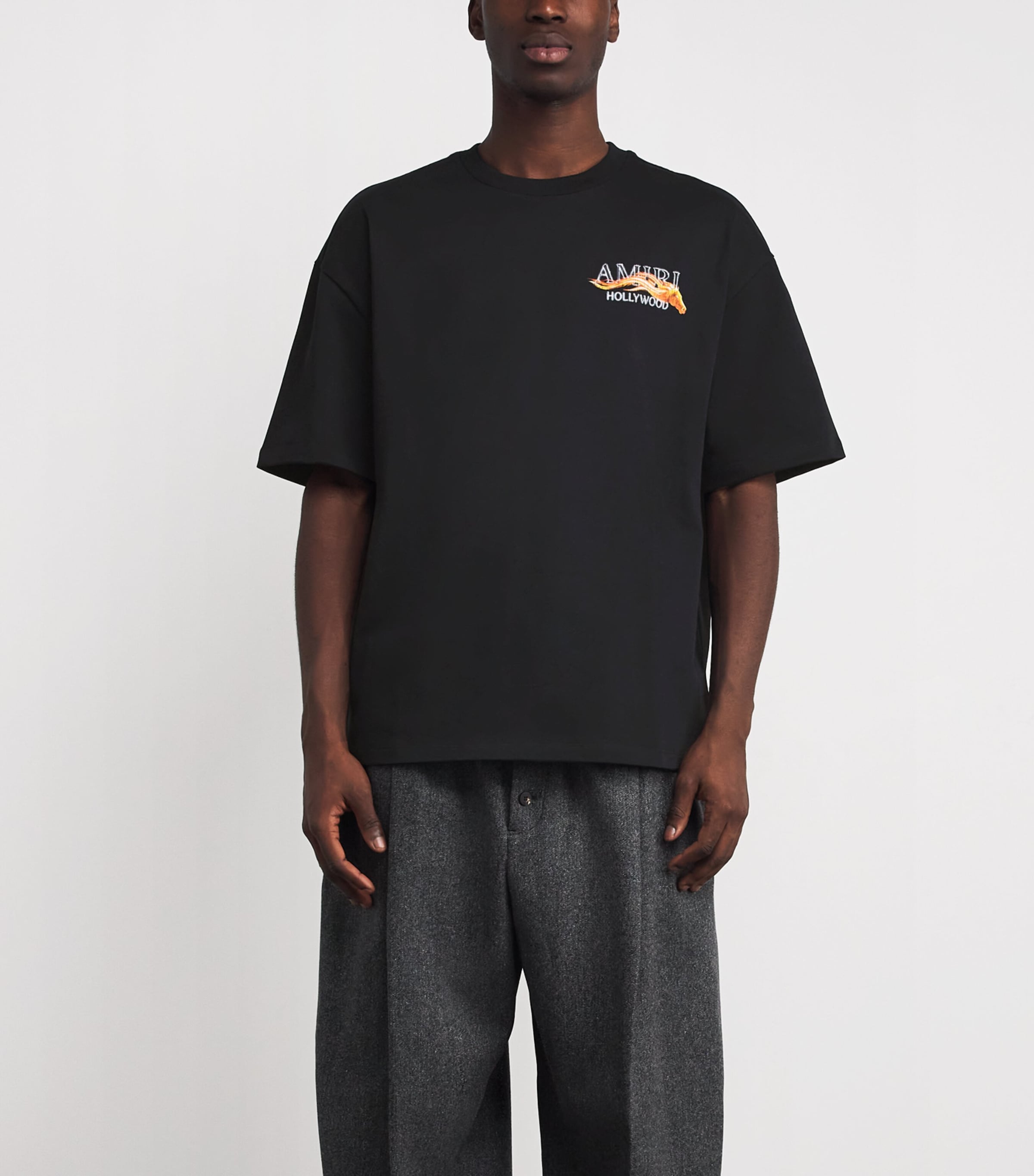 Cotton Hollywood Horse T-Shirt BLACK Image 3