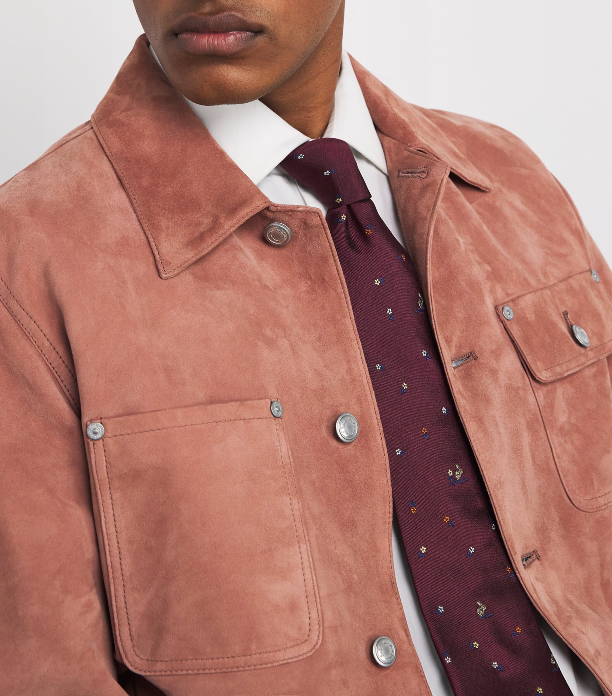 Silk Jacquard Rabbit-Embroidered Tie 28_BURGUNDY/ BORDE Image 2