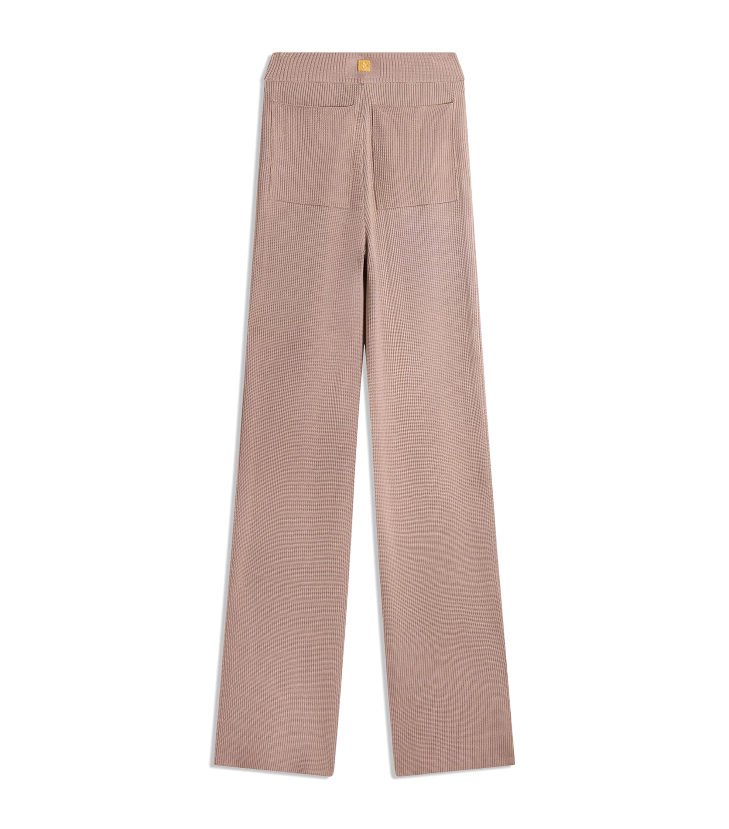 Schiaparelli Womens Wide-Leg Knit Trousers Taupe Image 3