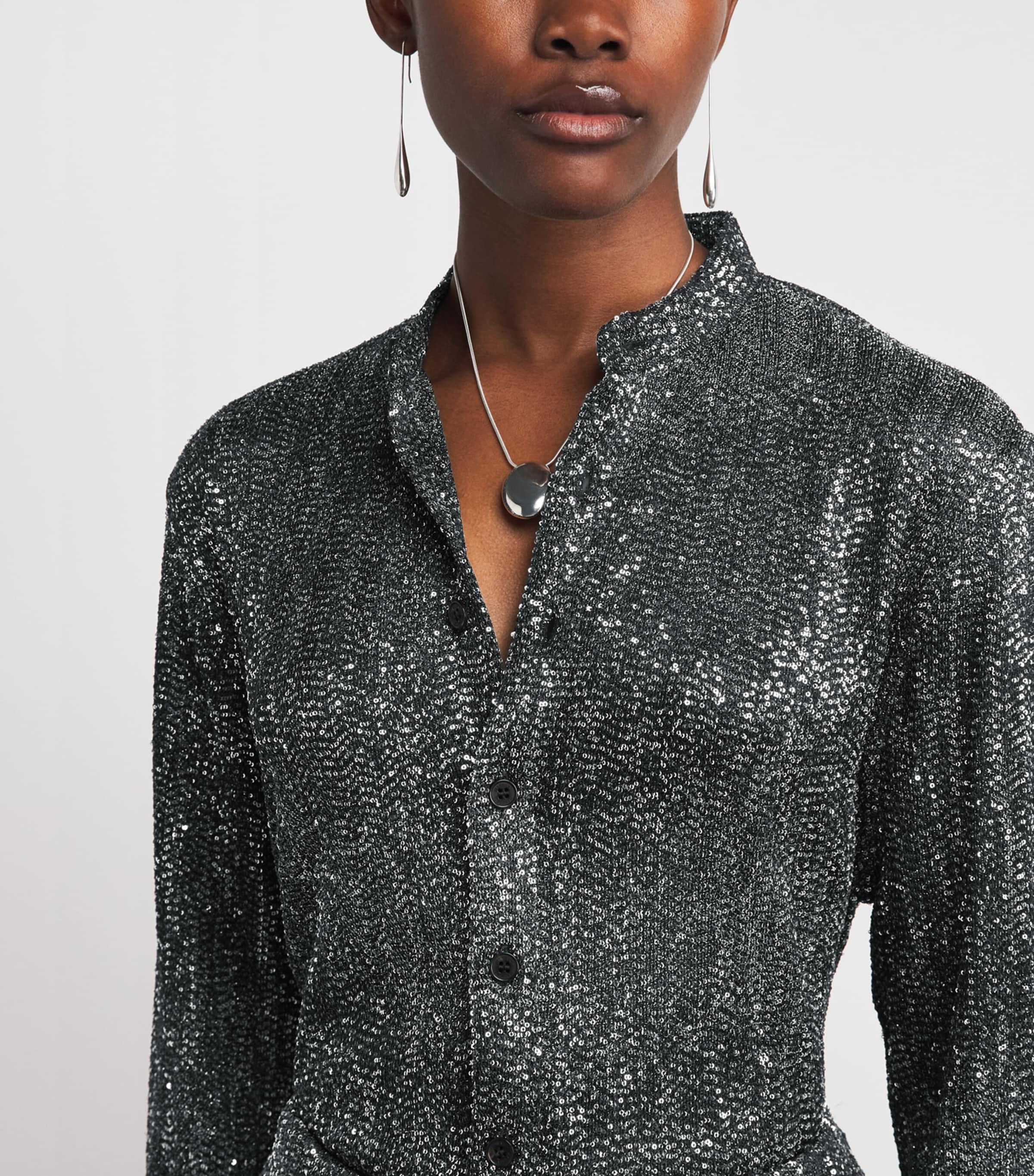 Missoni Womens Sequin Chevron Shirt Bn,bl,yl Image 3