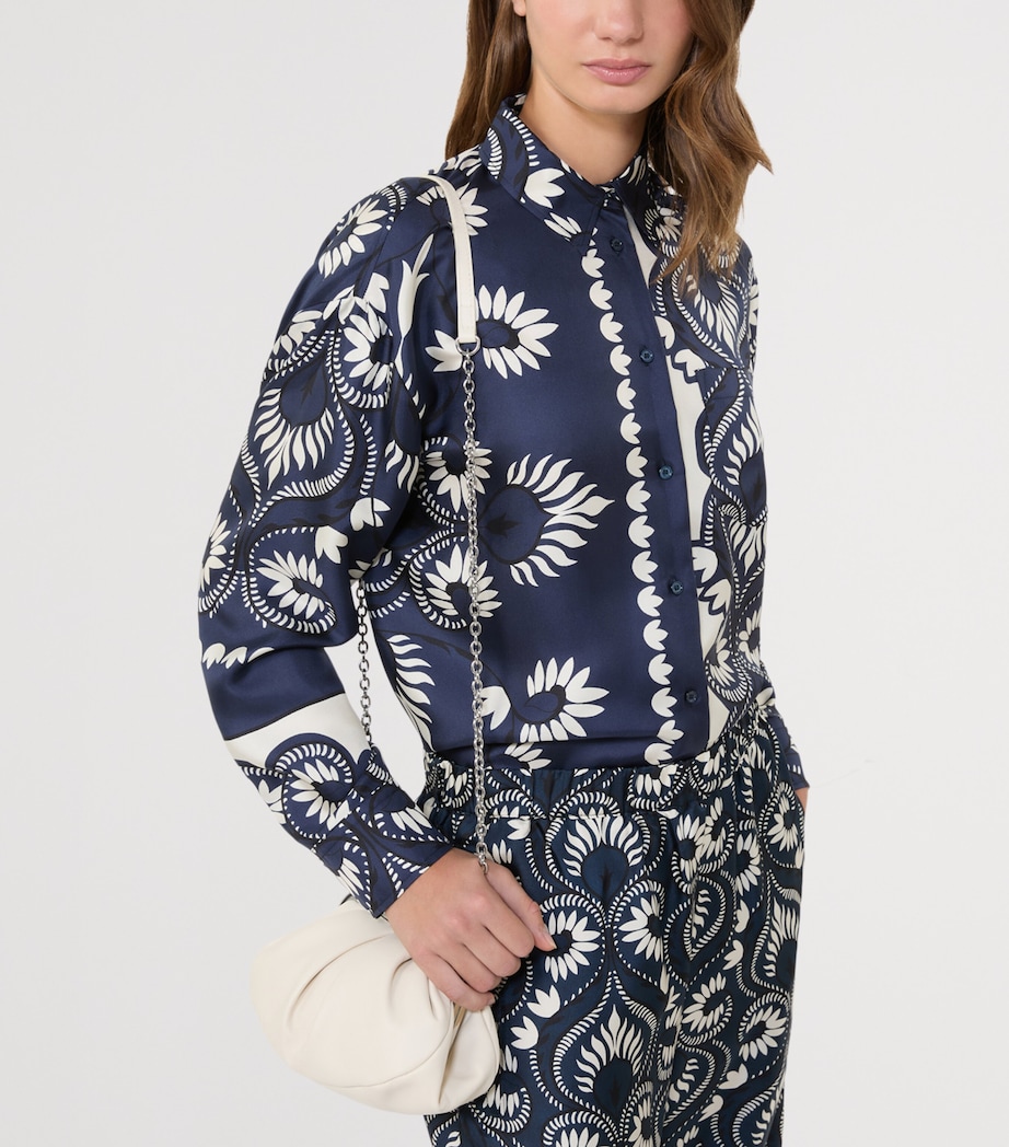 Silk Patchwork Printed Shirt NAVY Image 5